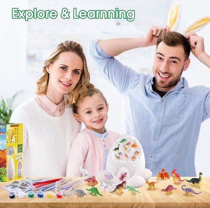 Dino Eggs Dig Kit, Dinosaur Eggs Excavation Science Kits Toys for Kids Age 3-8