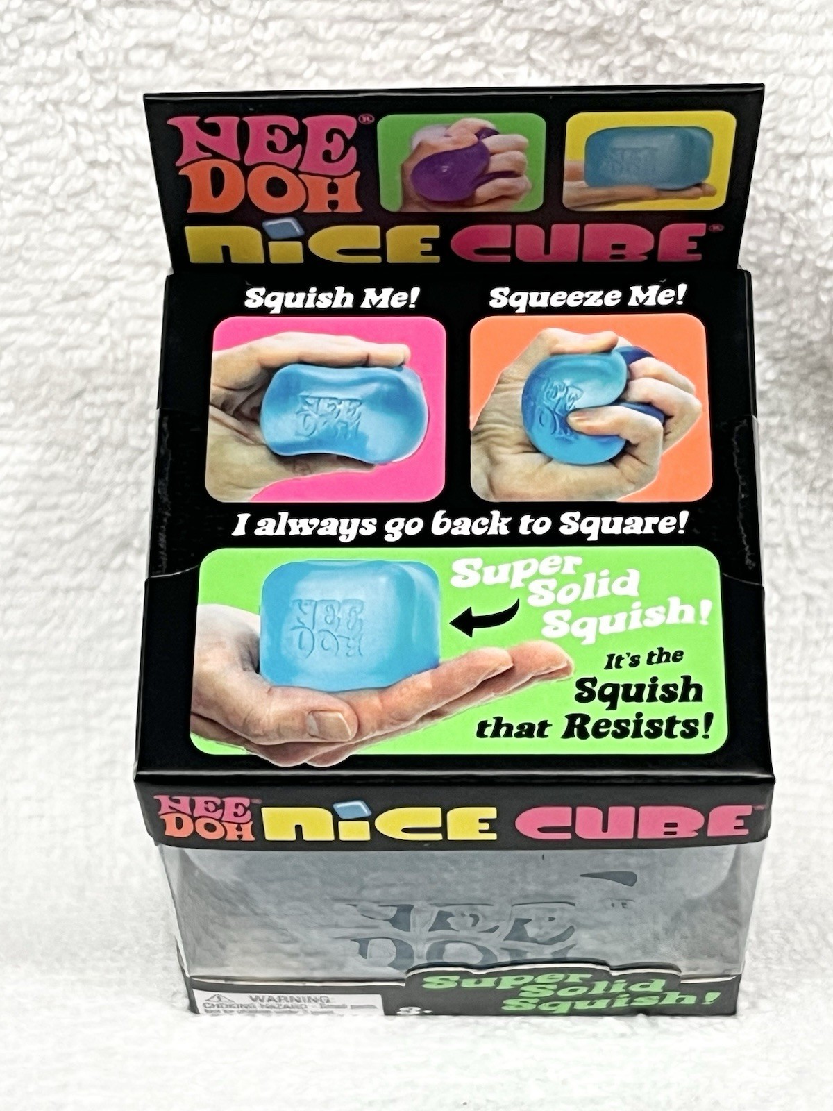 Nee Doh Nice Cube Super Solid Squish ! BLUE Squeeze Toy for Ages 3+ 4-7 Years