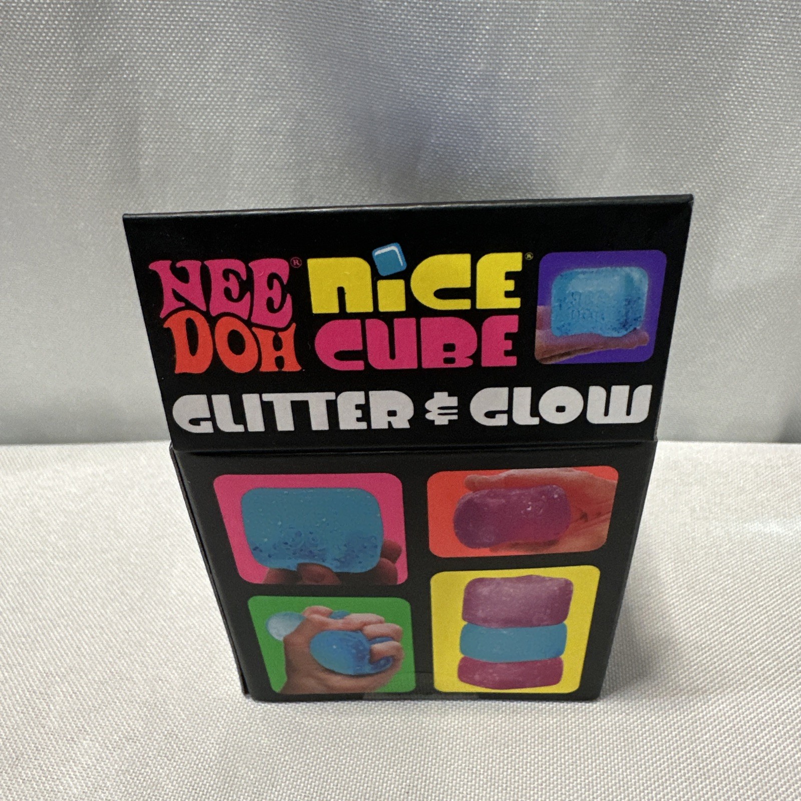 Lot Of 3 NeeDoh Nice Cube Glitter Glow Purple Pink Blue Squishy Toy Nee-Doh NIB