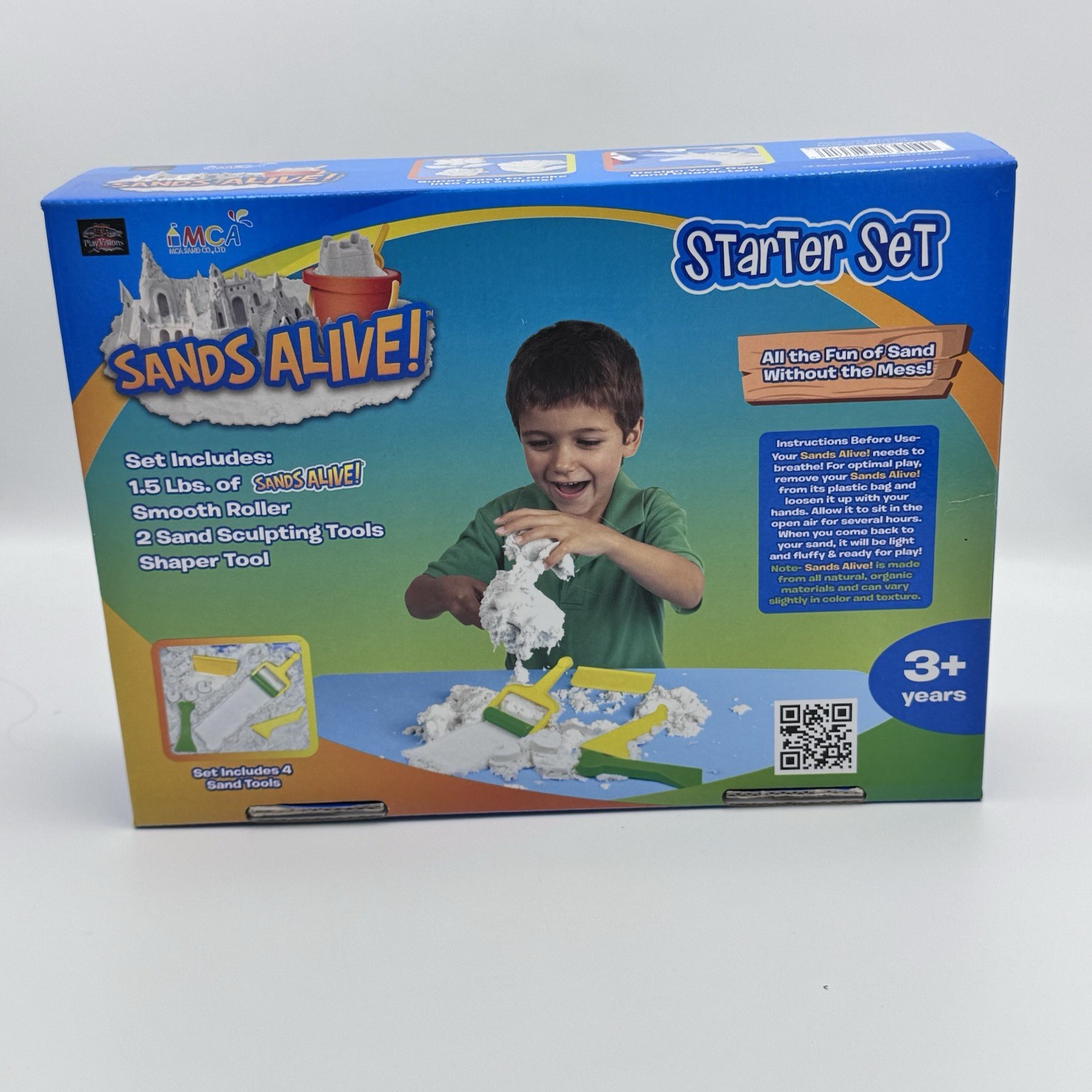 Sands Alive Starter Set NEW UNOPENED 1.5 Pounds Sensory Moving Soft Sand 4 Tools