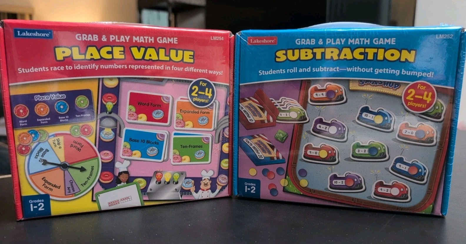 LAKESHORE Learning Math Games Lot of 2 Place Value & Subtraction Grade 1-2