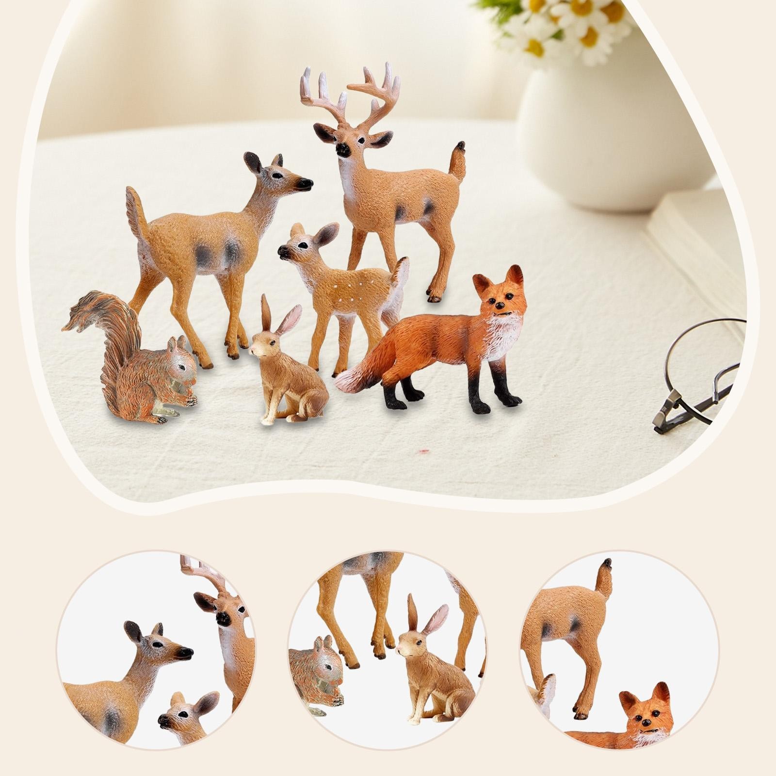 6x Jungle Animal Playset Miniature Toys Cake Toppers for Landscape Scene