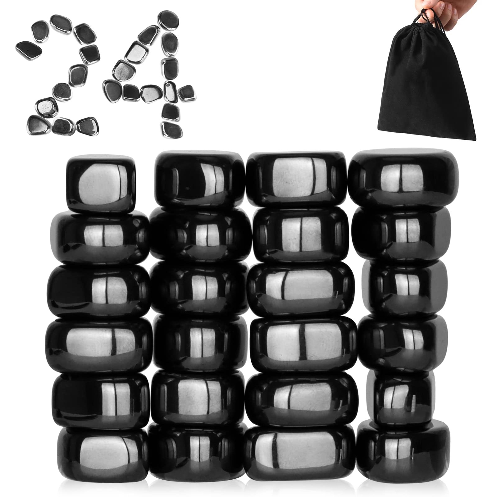 Large Irregular Polished Fridge Magnets 24pcs Black – Perfect for Home Kitchen