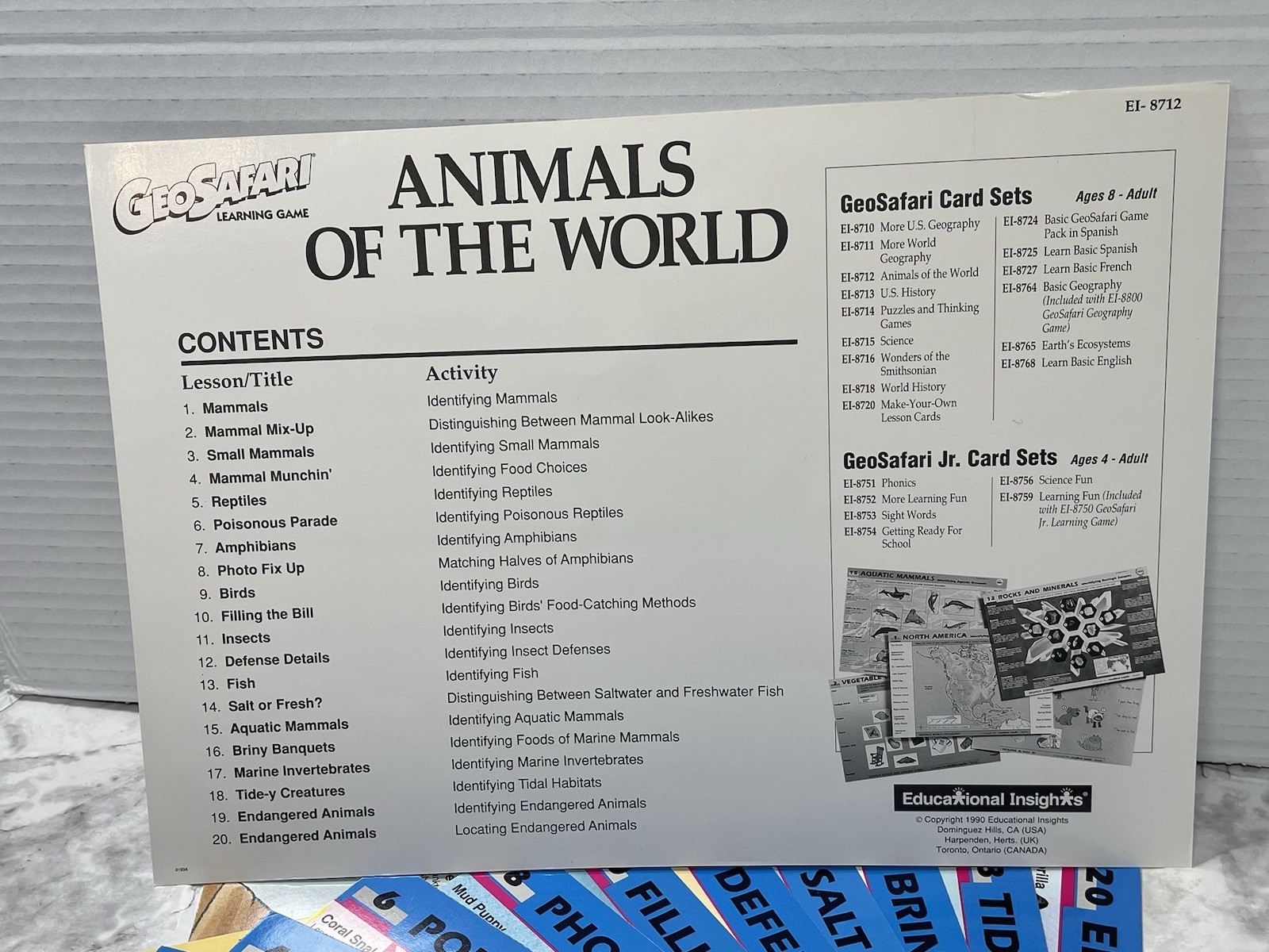 Vintage GeoSafari Animals of the World Cards EI-8712 20 Lessons 10 Card Complete