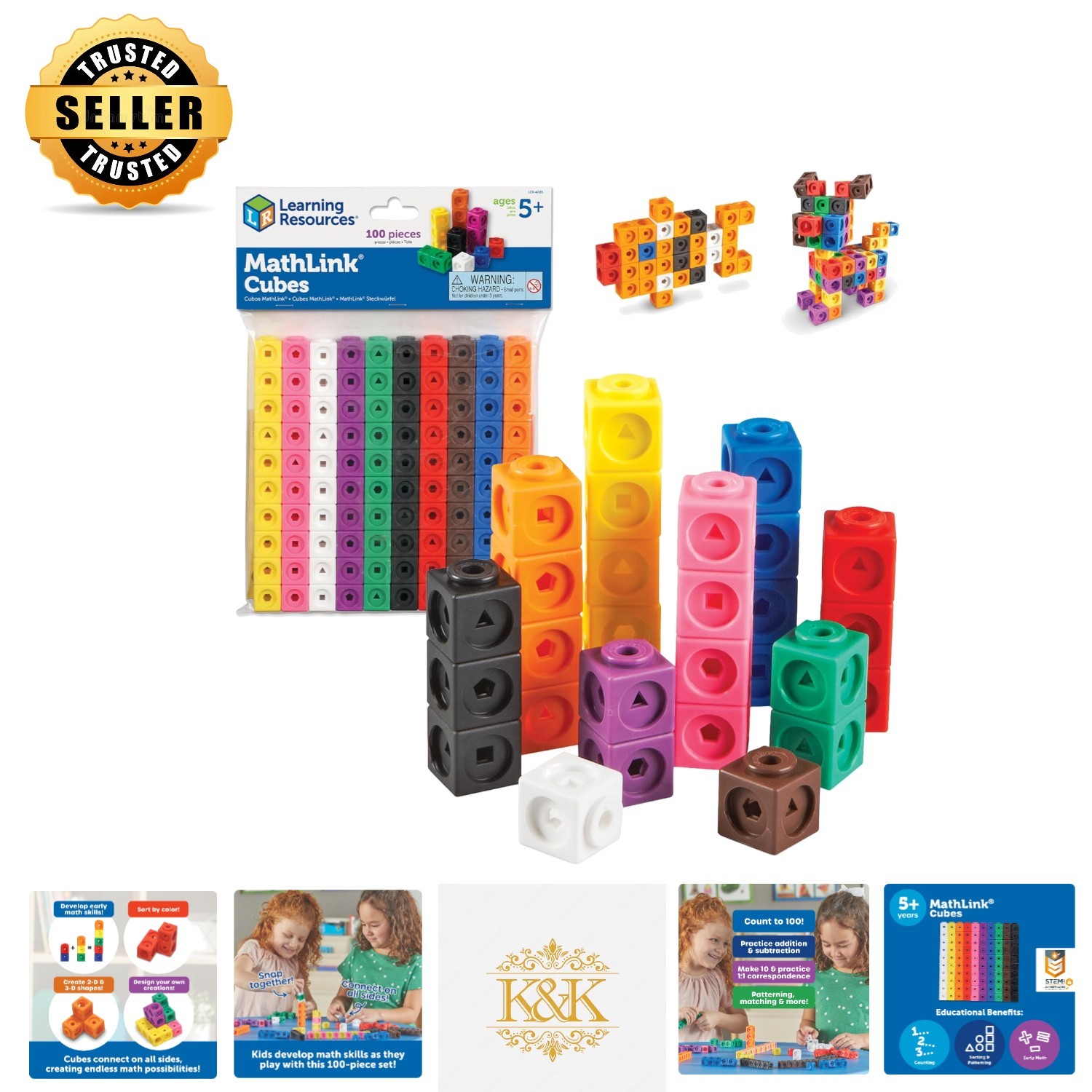 Hands-On MathLink Cubes – 100 Non-Toxic Educational Toys for Kids 5+