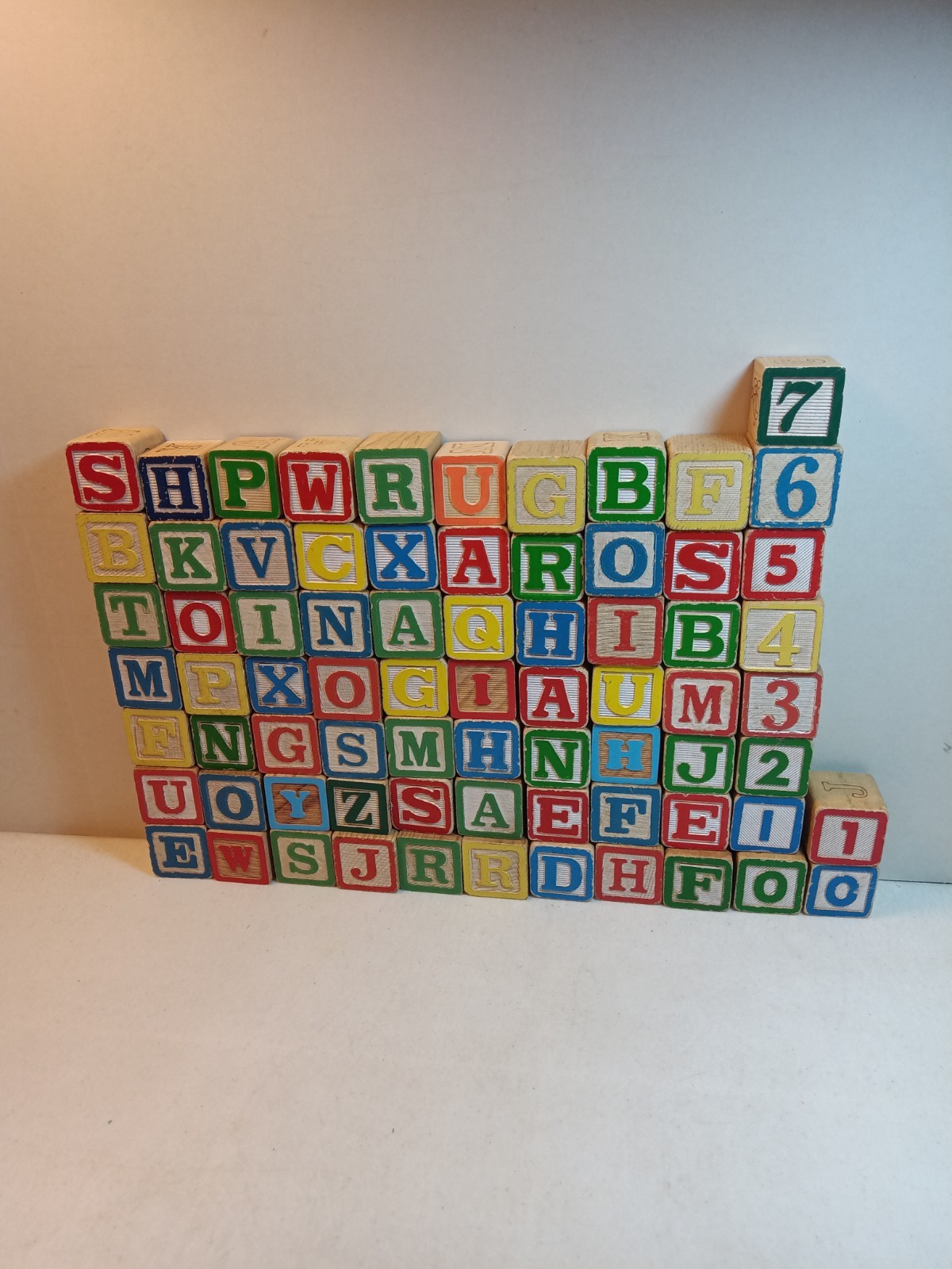 VTG Children’s ABC Wooden Block Building Set Of #73 Blocks Includes Numbers