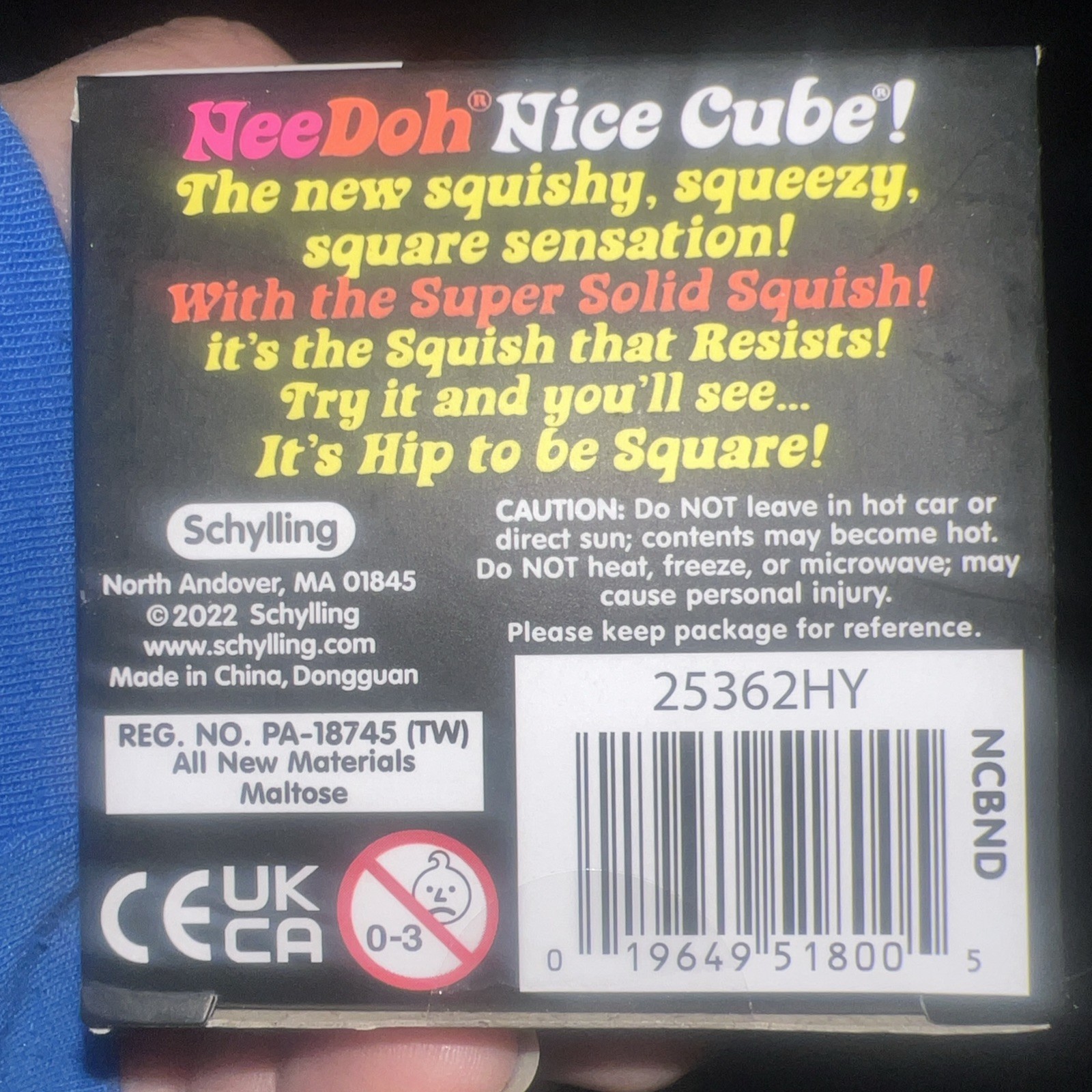 Authentic Schylling Nee Doh Nice Cube Squish Toy, ages 3+ (purple), 1ct
