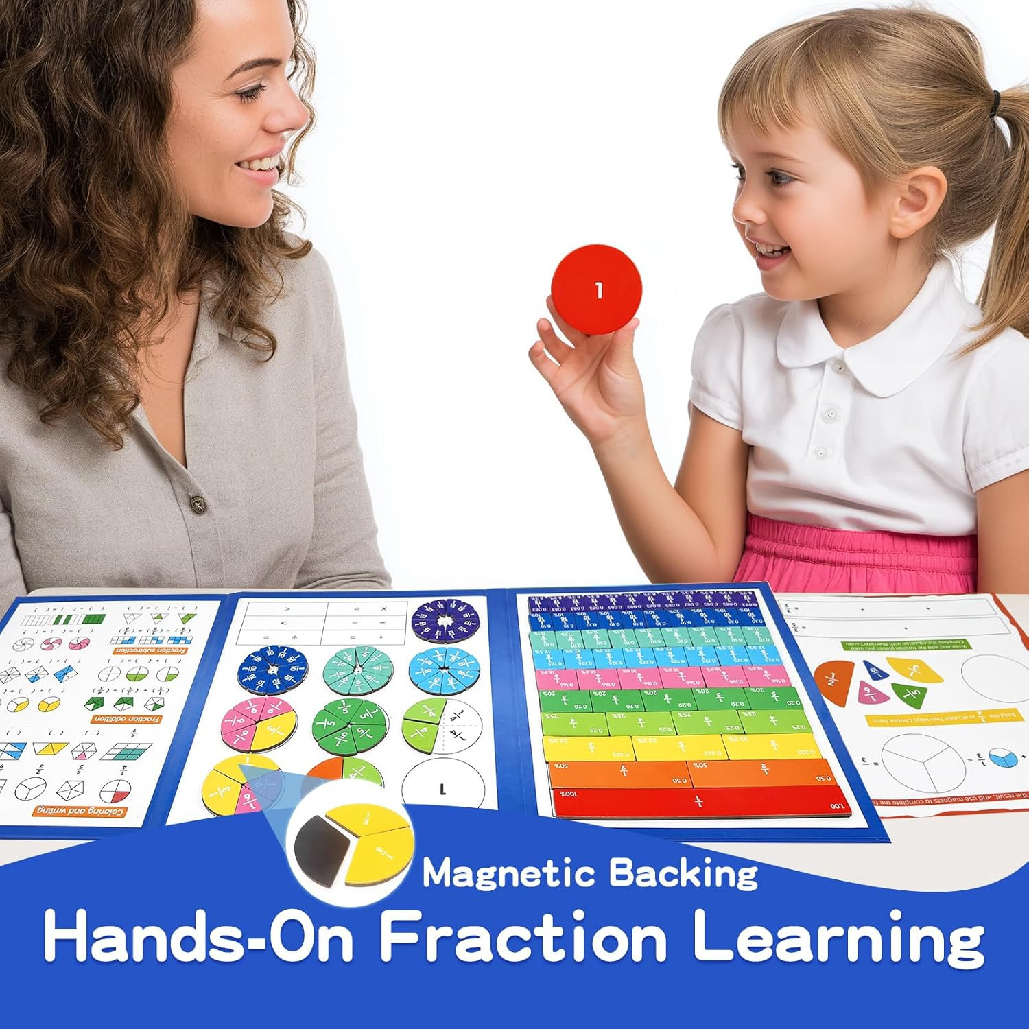 Montessori Magnetic Fraction Educational Puzzle Tiles & Circles Set Math 6 yrs u