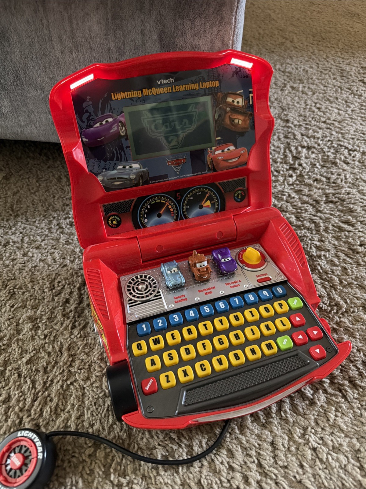 VTech Disney Pixar Cars 2 Lightning McQueen Learning Laptop Tested Works Great!
