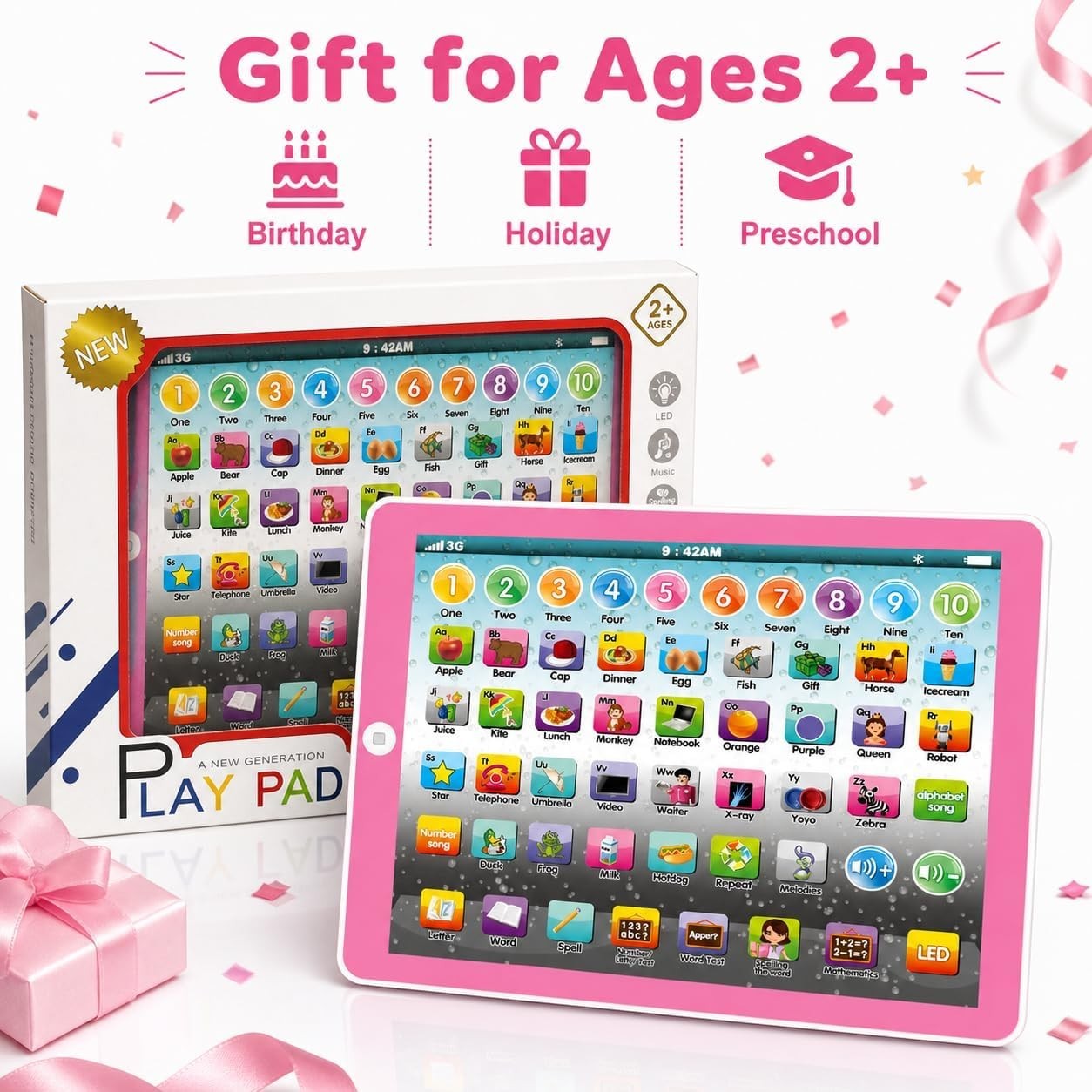 Kids Learning Tablet Toddler ABC Words Numbers Music Educational Toy Age 3 4 5 6
