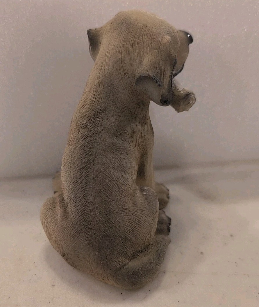 Golden Retriever/Lab Puppy Dog, Resin Type, Sitting With Newspaper In Mouth 4.5″