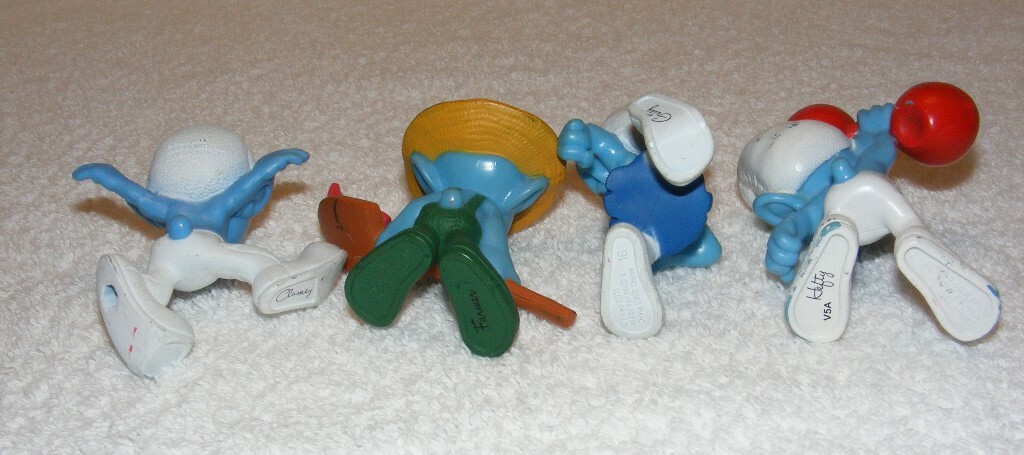 2011 McDONALD SMURFS 2-3″ RUBBER TOY FIGURINES LOT OF 4 GUC