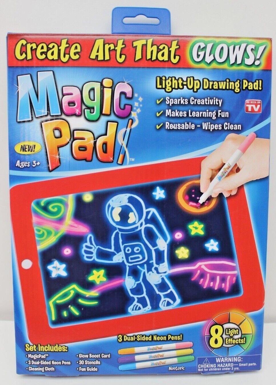 As Seen On TV MAGIC PAD Light-Up Drawing Pad! Create Art That Glows Ages 3+ NIB