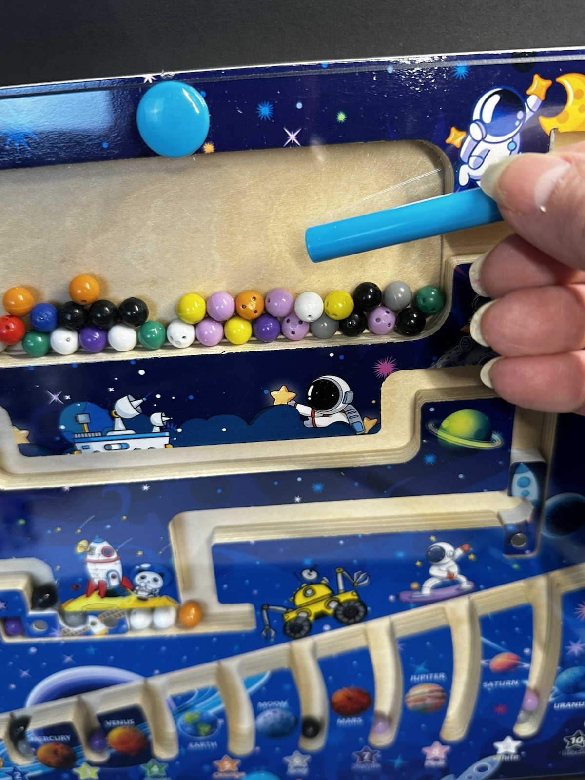 Montessori Magnetic Outer Space Maze, Fun Learning-Color/Numbers for 3-5
