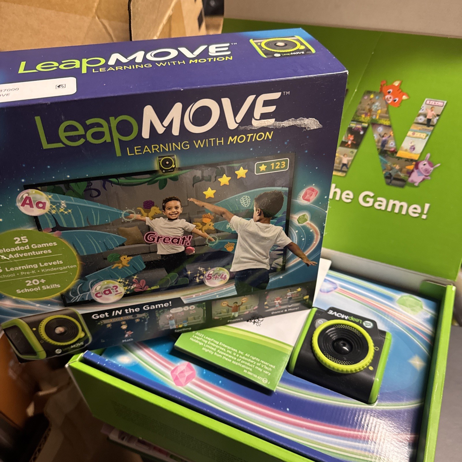 LeapFrog LeapMove Gaming Console Motion-Based Learning 25 Preload Games Open Bx