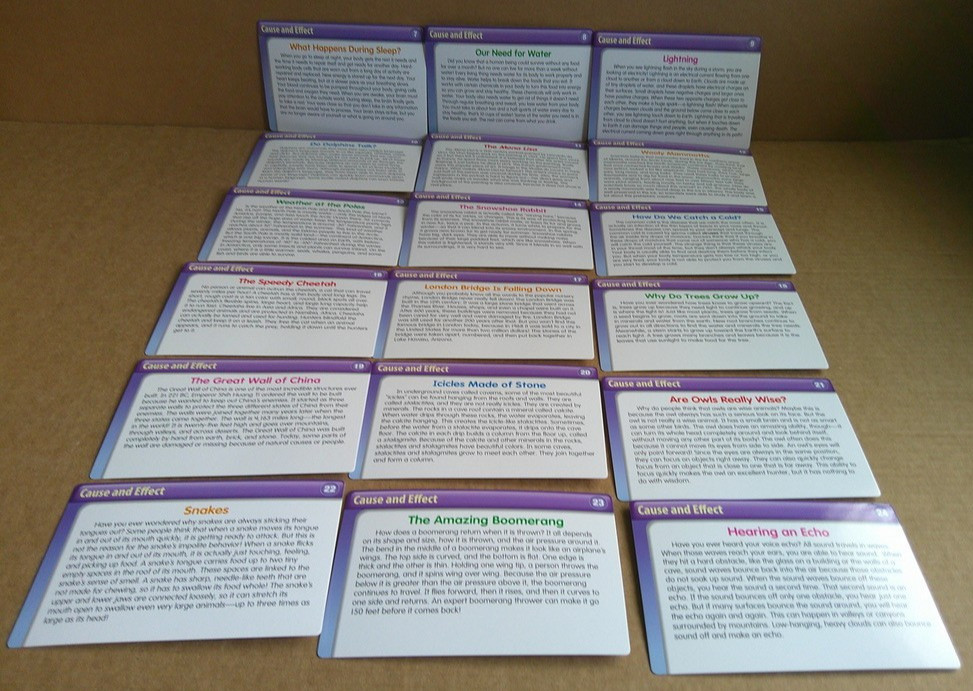 LAKESHORE Nonfiction Comprehension Quickie Cards with Box (100% complete)