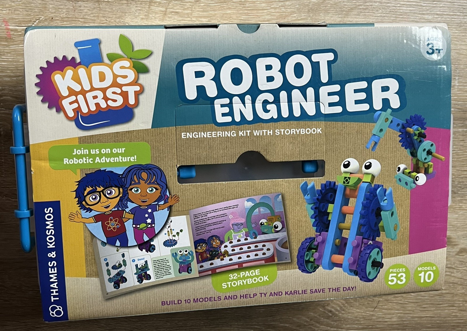 Thames & Kosmos 567009 Kids First Robot Engineer Kit and Storybook 53PCs New