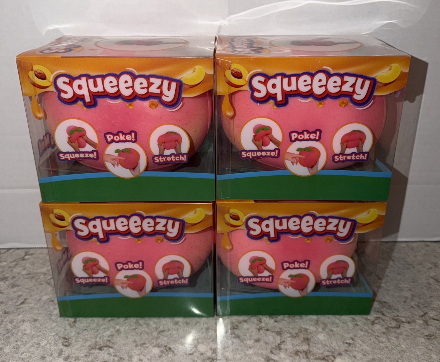 Lot Of 4 Sunny Days Jumbo Squeezy Peach Squishy Toy New