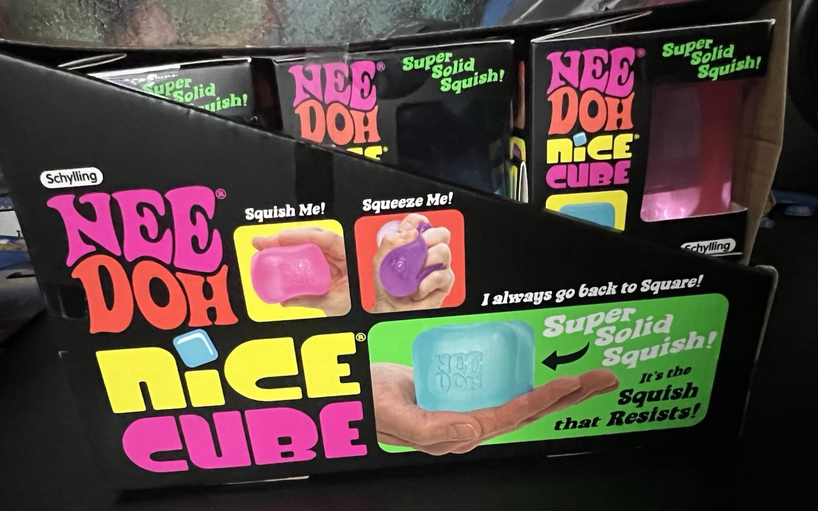 Full Case Of NeeDoh Nice Cube Display All 3 Colors Lot (12)