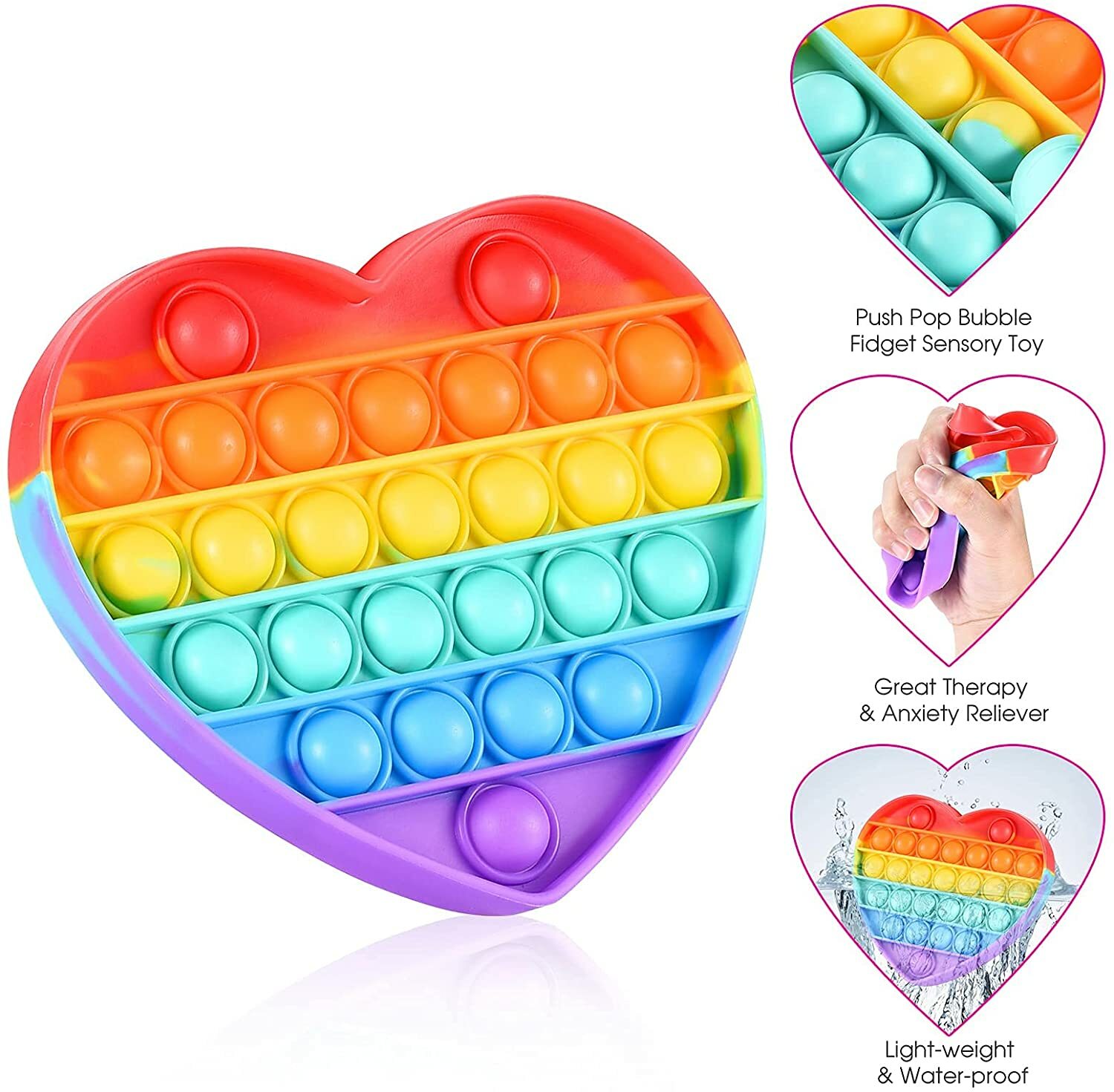 Popit Fidget Toy Push Bubble Sensory Stress Relief Kids Family Gift Game Rainbow