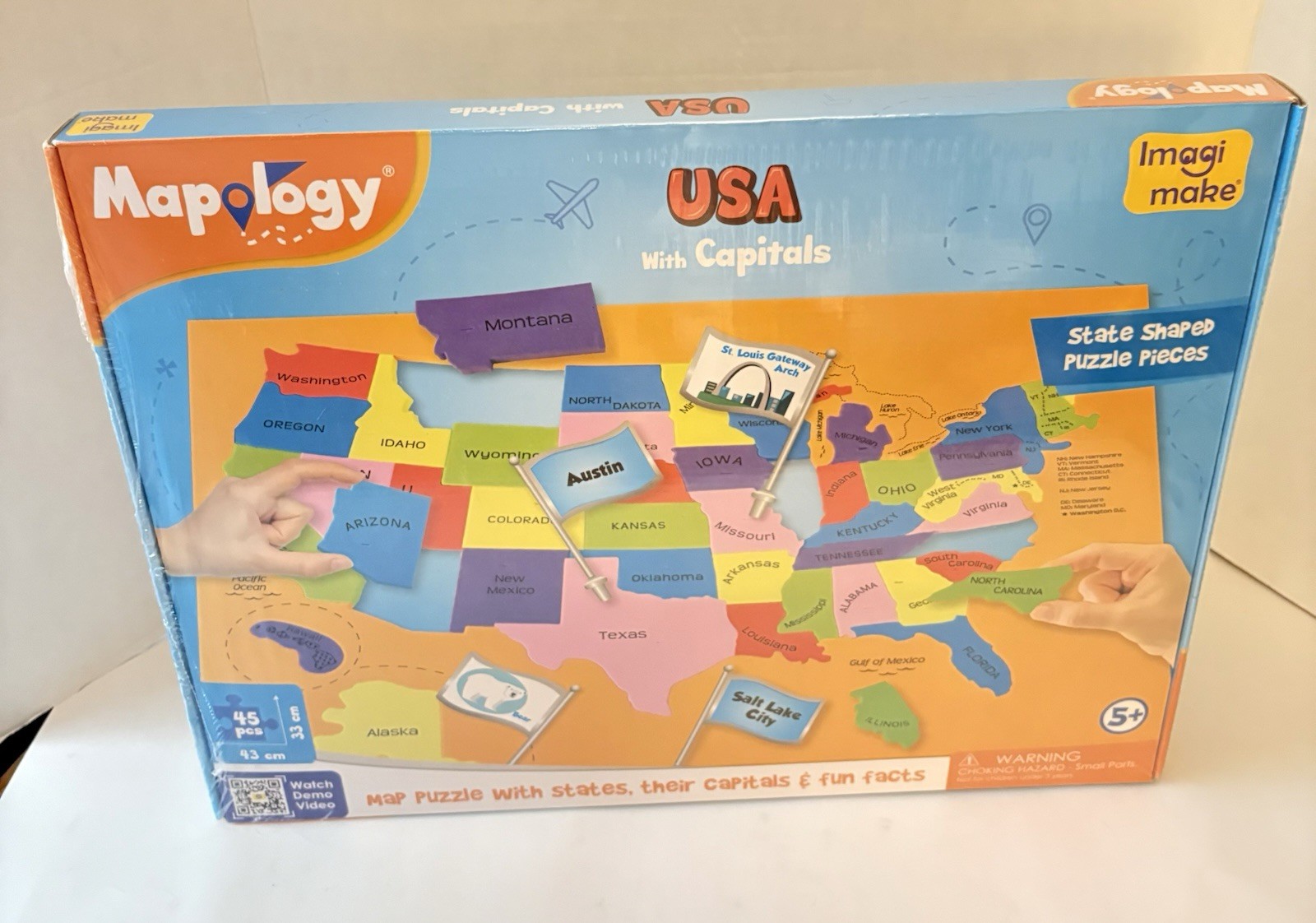 Mapology USA Map with Capitals For Learning States and Capitals Kids Puzzle