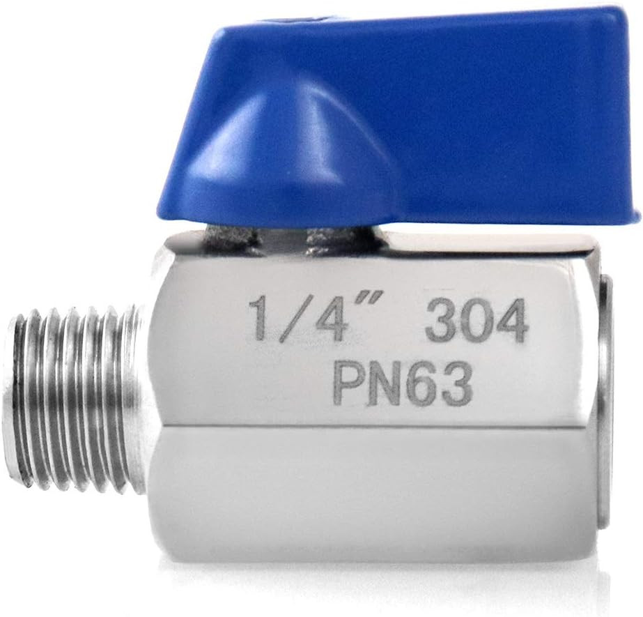 Mini Ball Valve, 2 Pack 1/4″ NPT Thread Female and Male 304 Stainless Steel Shut