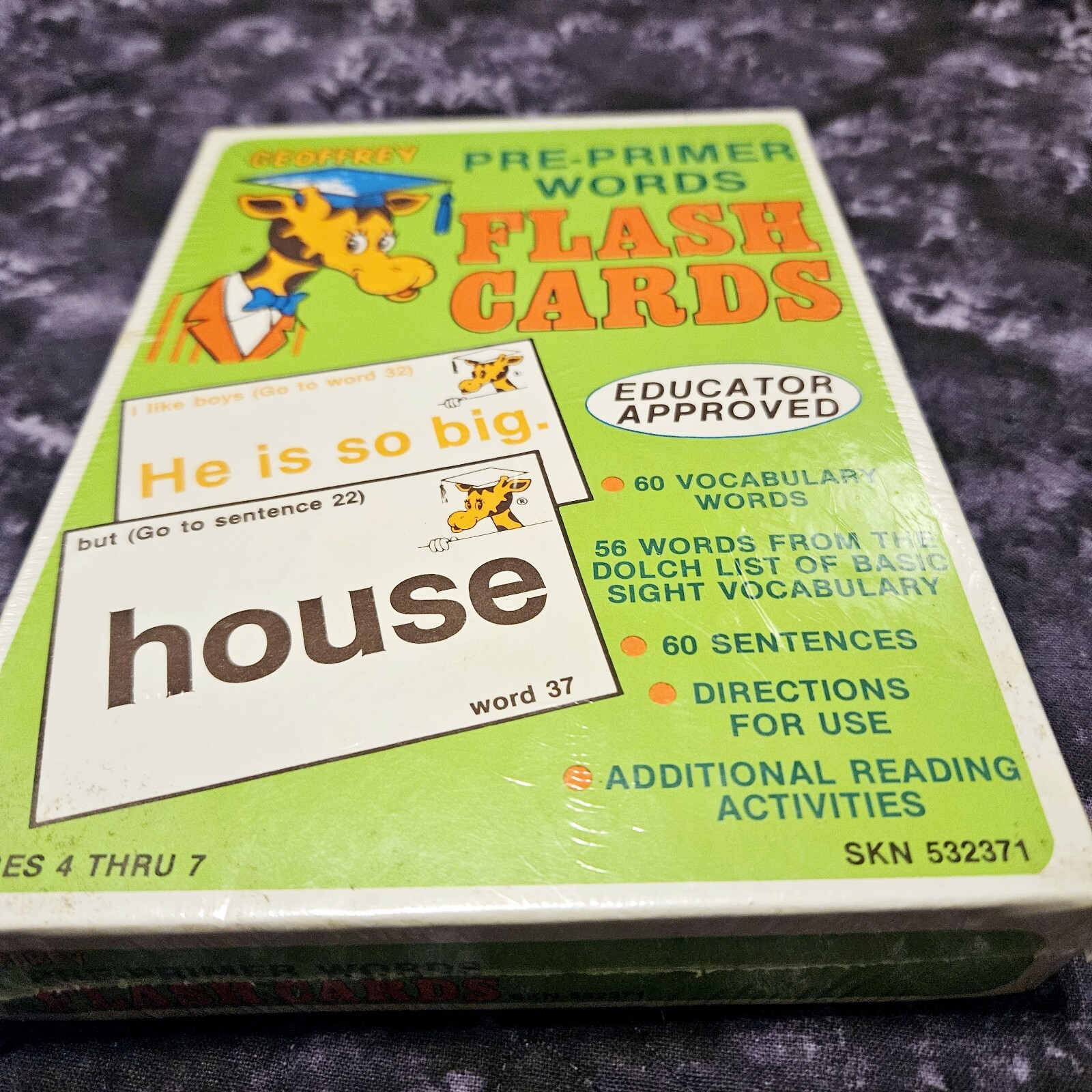Geoffrey Flash Cards Pre-Primer Words Educator Approved 60 Vocabulary Words New