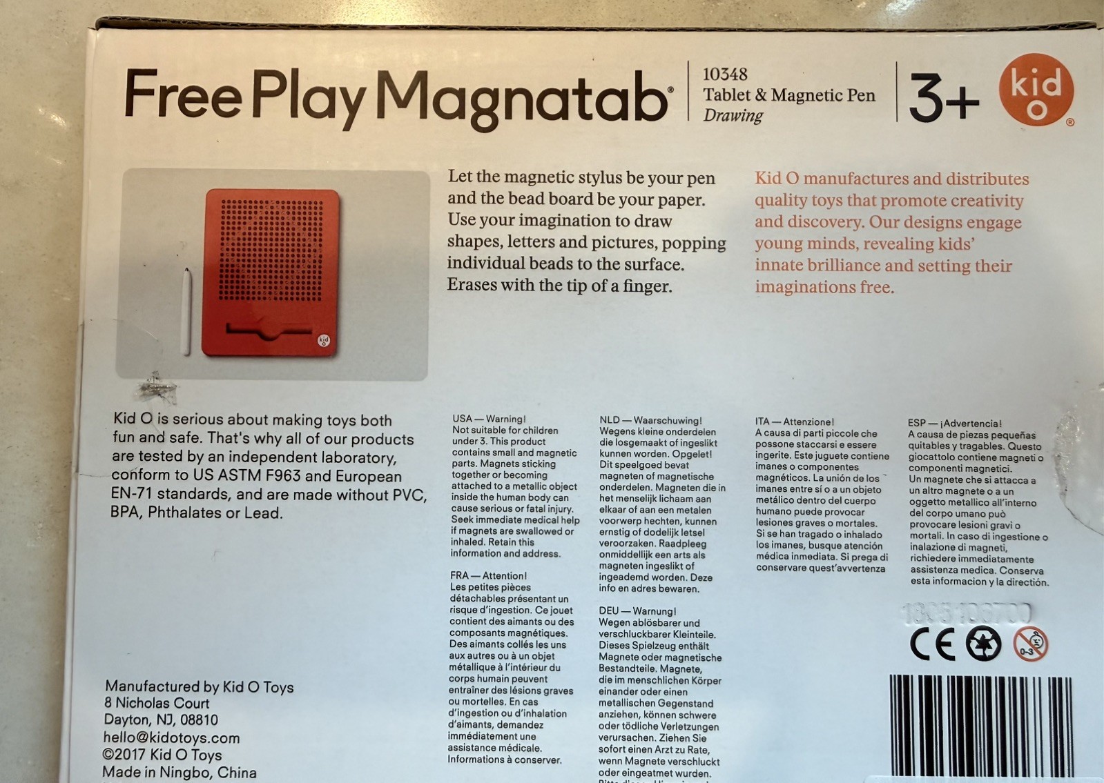 The Original Kid O Free Play Magnatab Tablet & Magnetic Pen for Drawing Red
