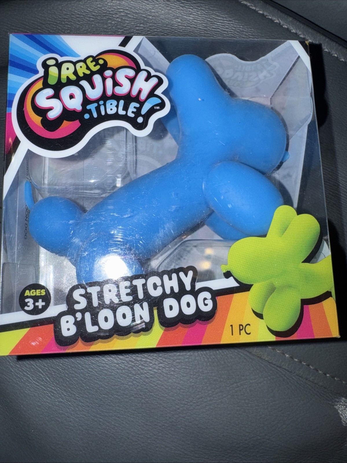 BLUE Balloon Dog Squishy Stretchy B’loon Ja-Ru Squeeze Fidget Toy Crunchy Sound