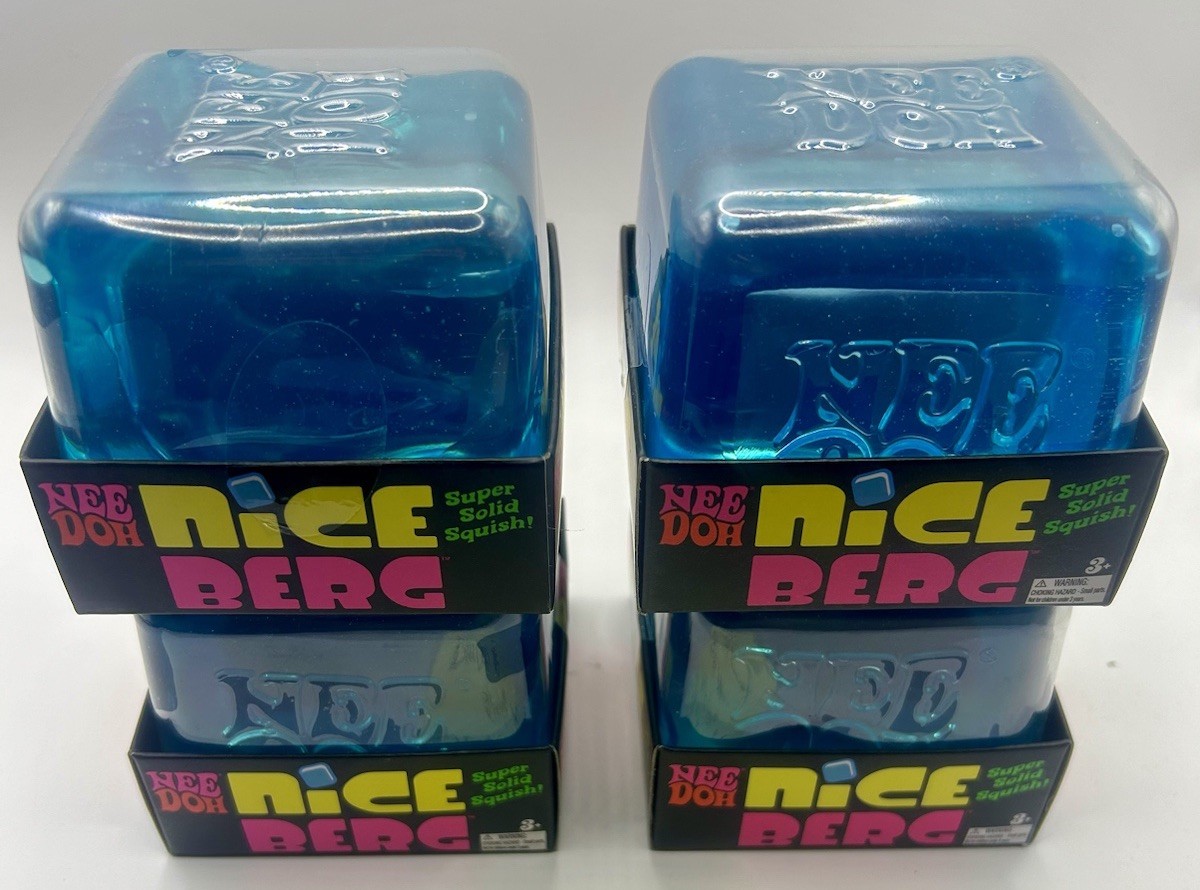 Lot Of 8 NeeDoh Nice Berg Blue XL Giant Nee Doh Niceberg Solid Squish Cubes