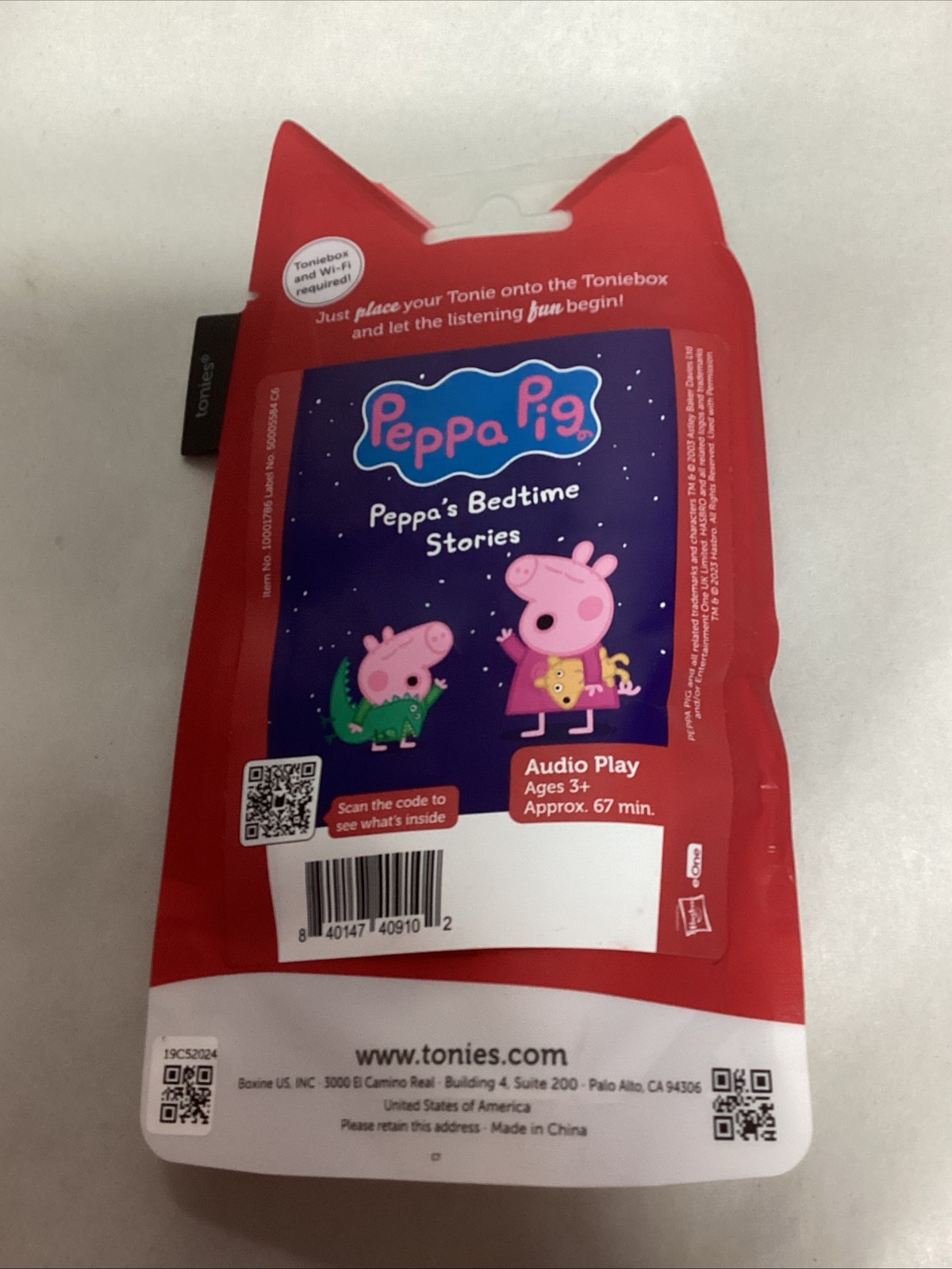 Tonies Peppa Pig Peppa’s Bedtime Stories Audio Play Figurine, 10 Stories NEW
