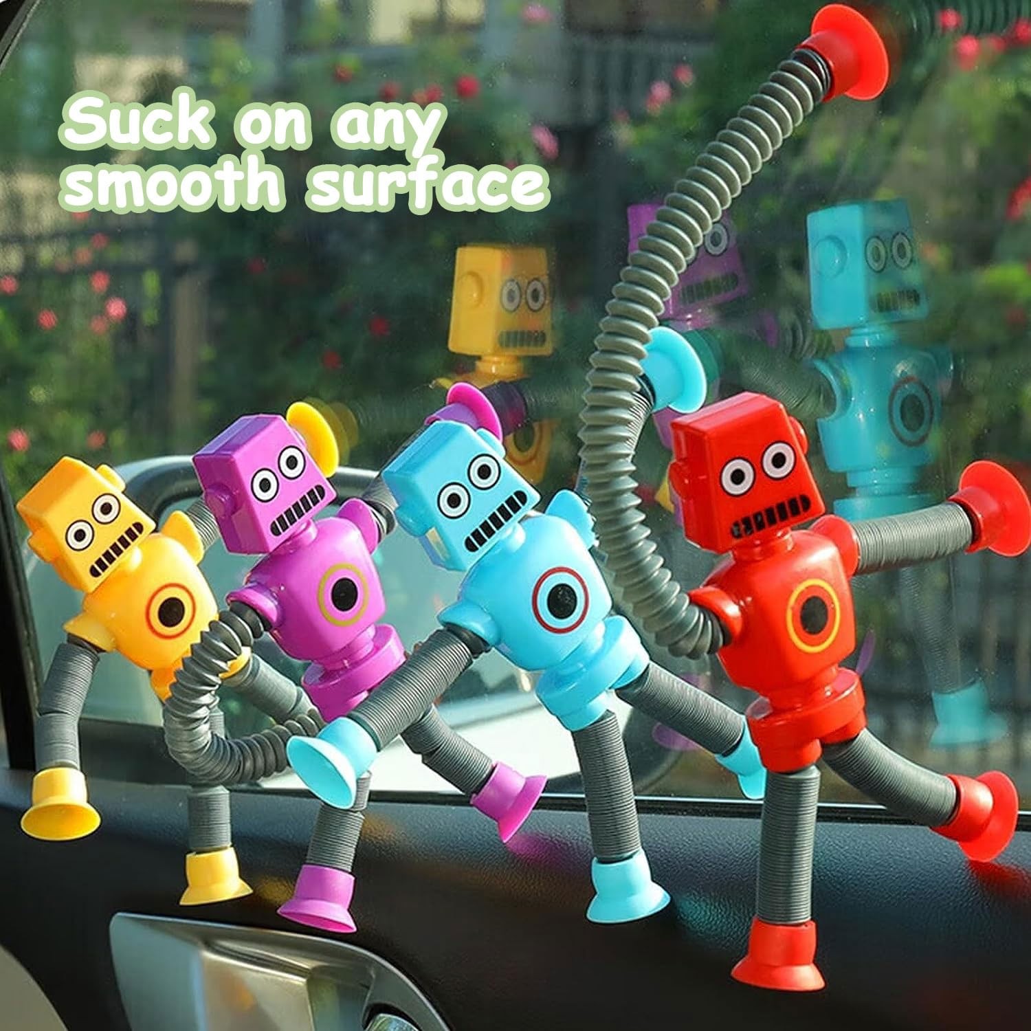 Pop Tubes Toys Robot Suction pop tubes robot toys, Green, Blue, Red, Yellow