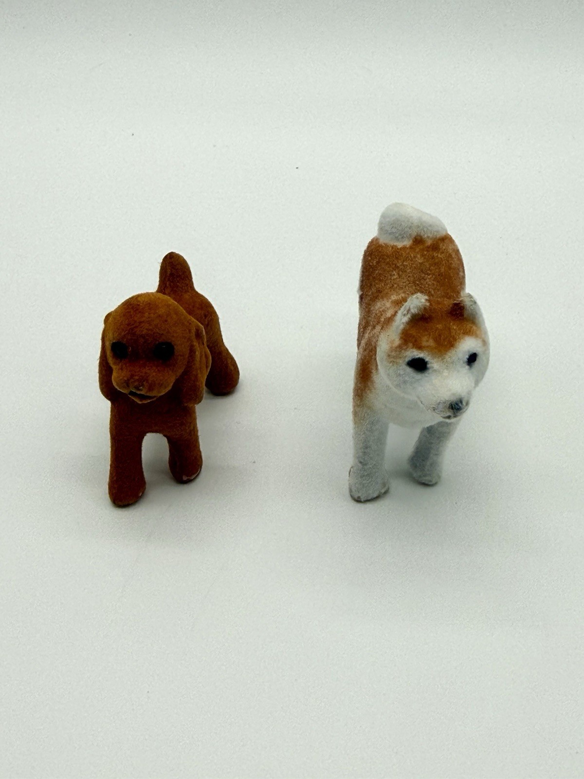Miniature Dog Lot Toy Figures Flocked Shiba Inu Dalmation Corgi Collie Disney