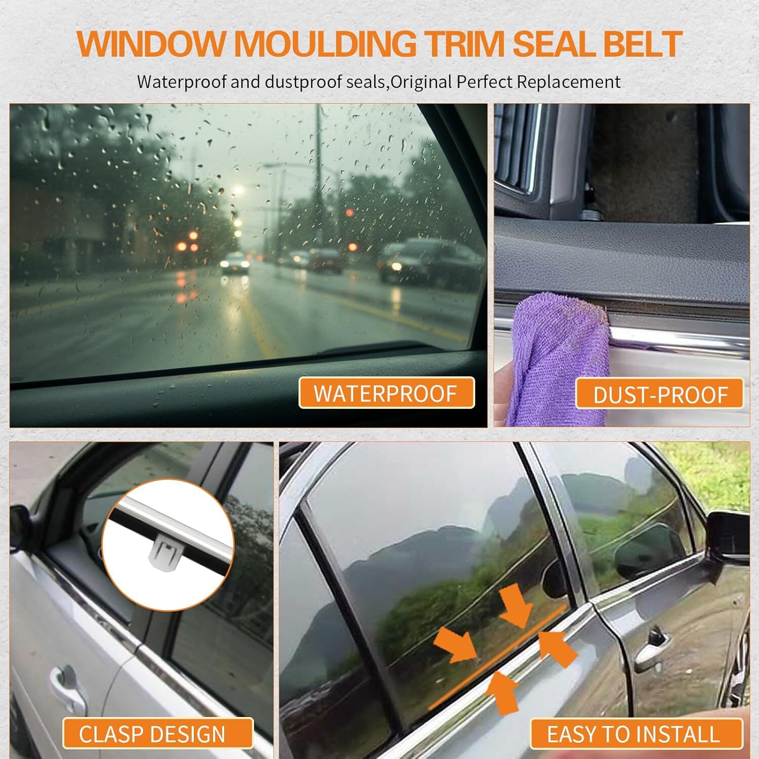 4Pcs Car Window Moulding Trim Seal Belt Weatherstrip Comptabile with Accord