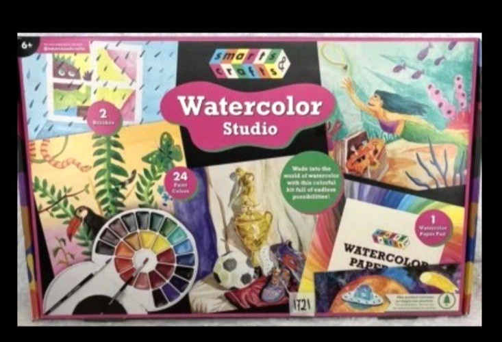 Smarts & Crafts Watercolor Studio Kit Multicolor 28-Pc W/ Paints Brushes Paper..