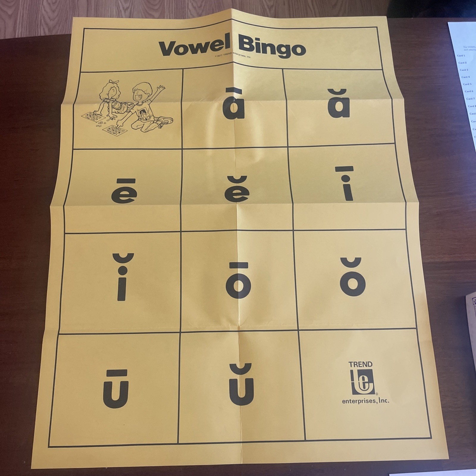 Trend enterprises vintage 1987 Vowel bingo
