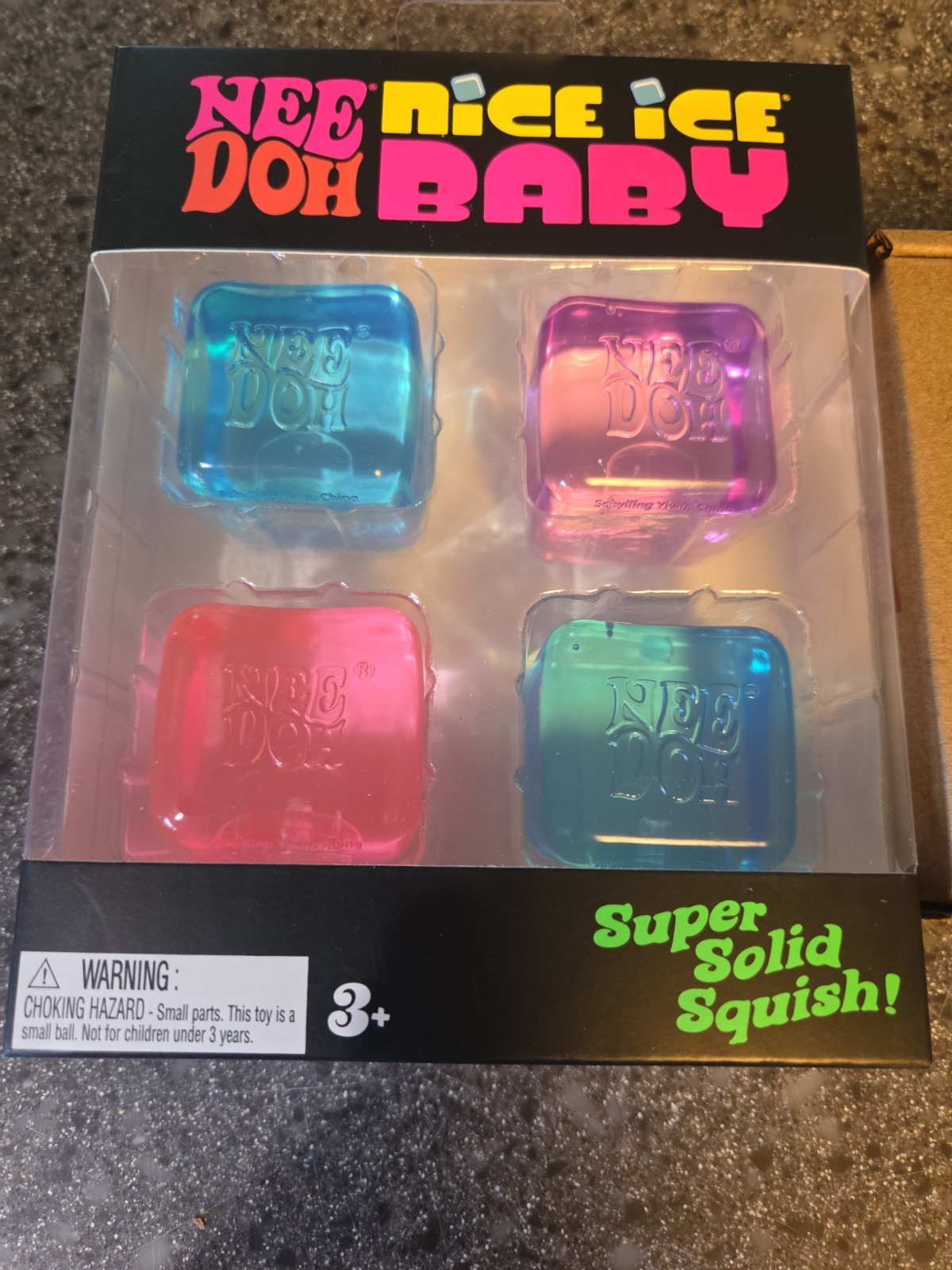 NeeDoh Nice Cube Sensory Squeeze Toy 4-Pack + 1 Free Baby Fuggler. All Brand New