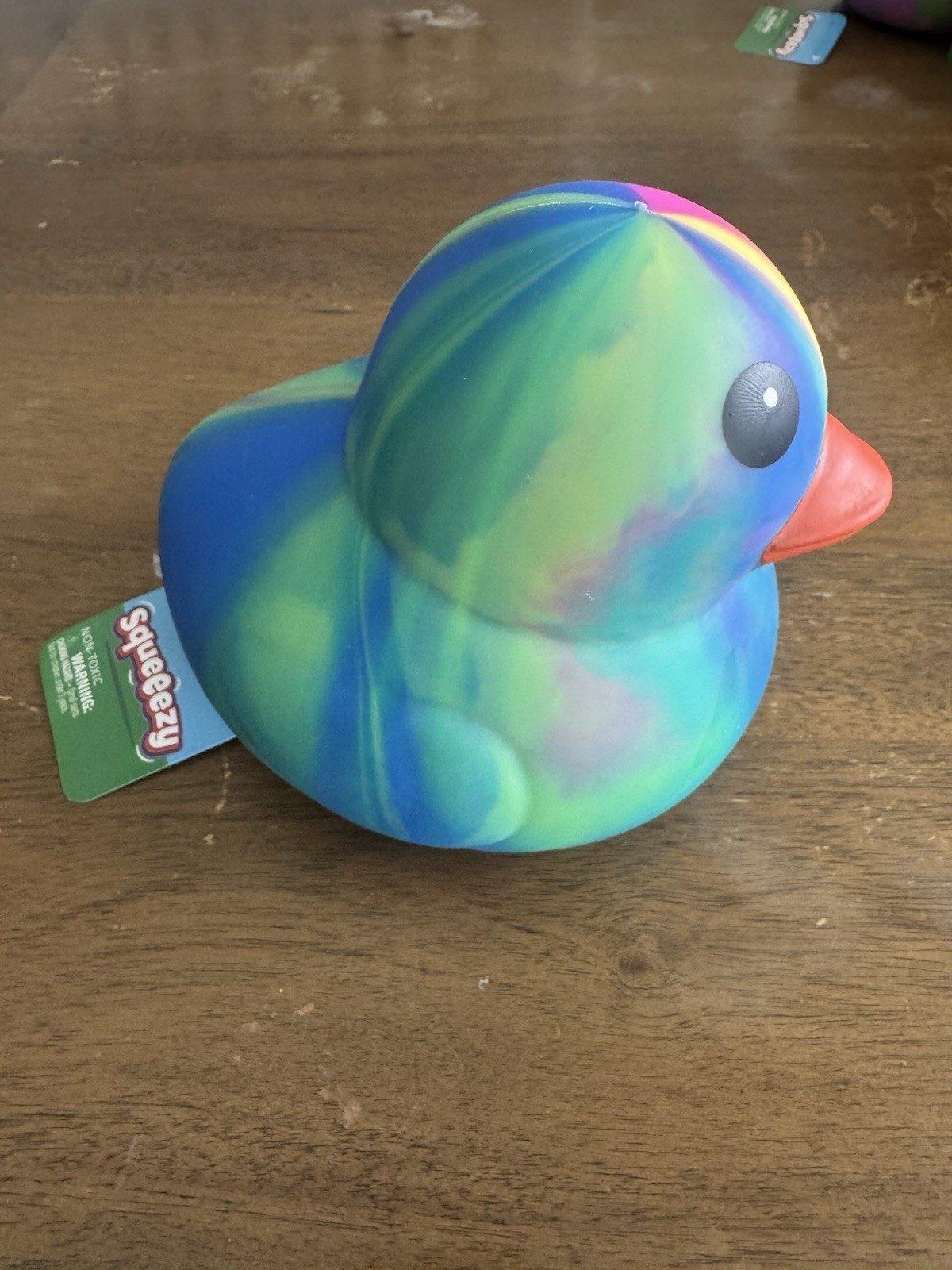 Sunny Days Jumbo Squeezy Duck – Tie-Dye Blue Squishy Stress Relief Toy – New