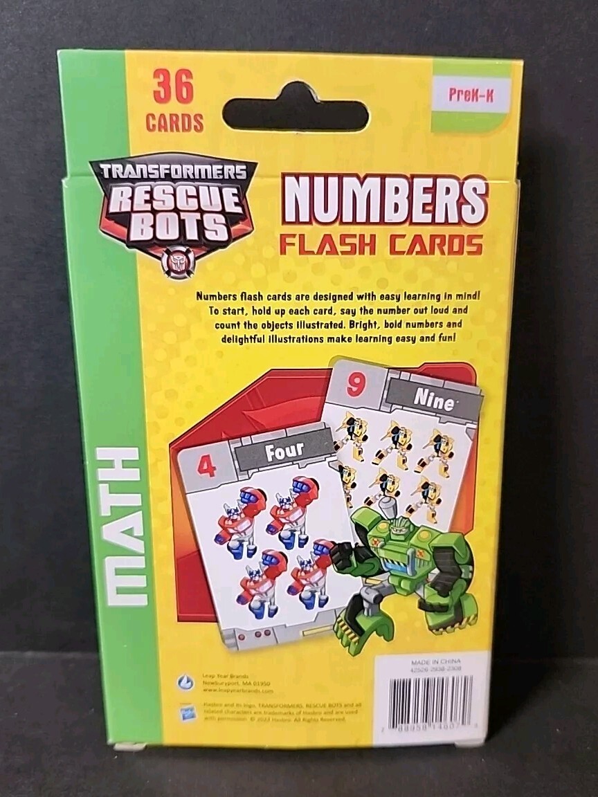 Transformers Rescue Bots: Alphabet/Numbers Learning Flash Cards PreK-K