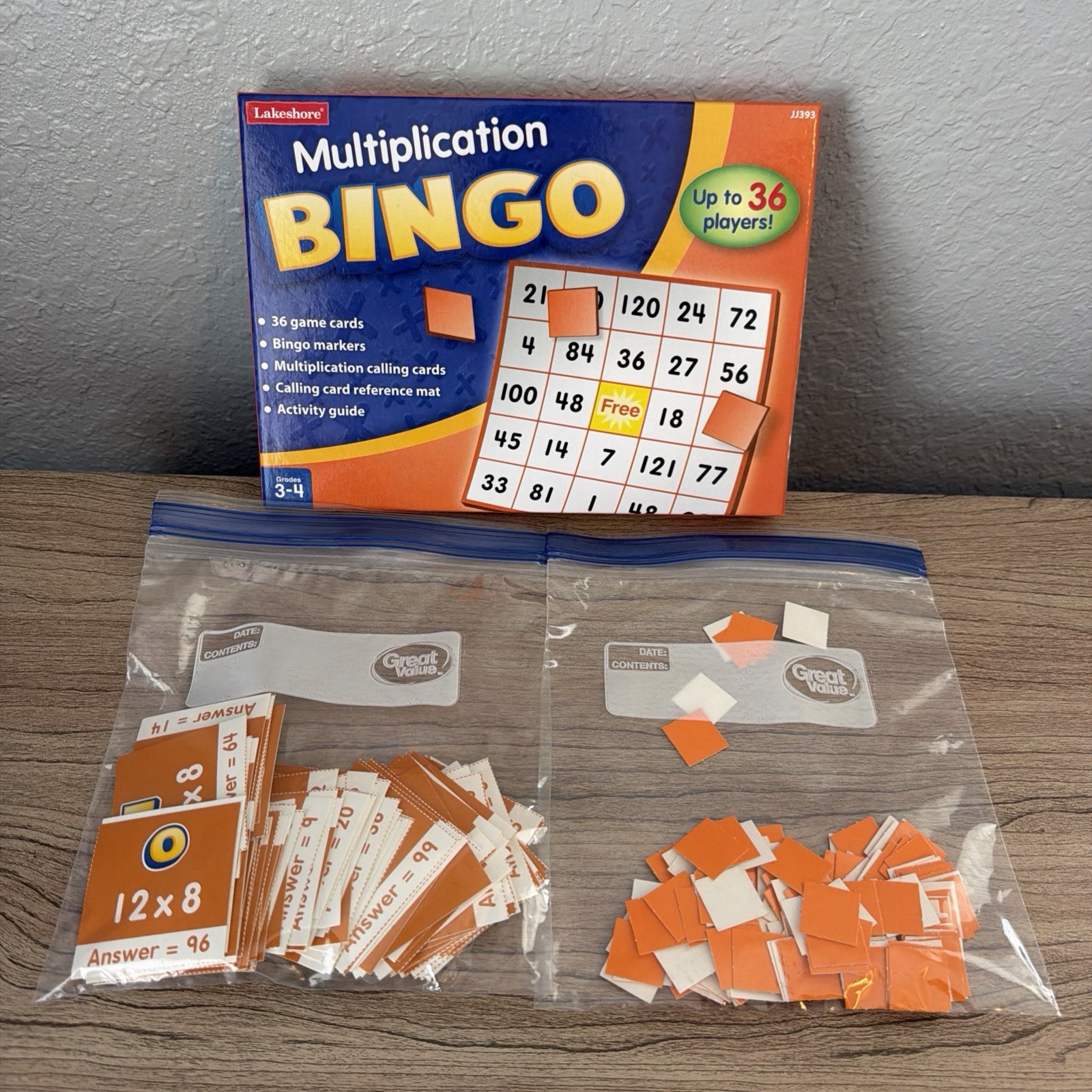 Multiplication BINGO Lakeshore Game Grades 3-4 Up To 36 Players Gently Used