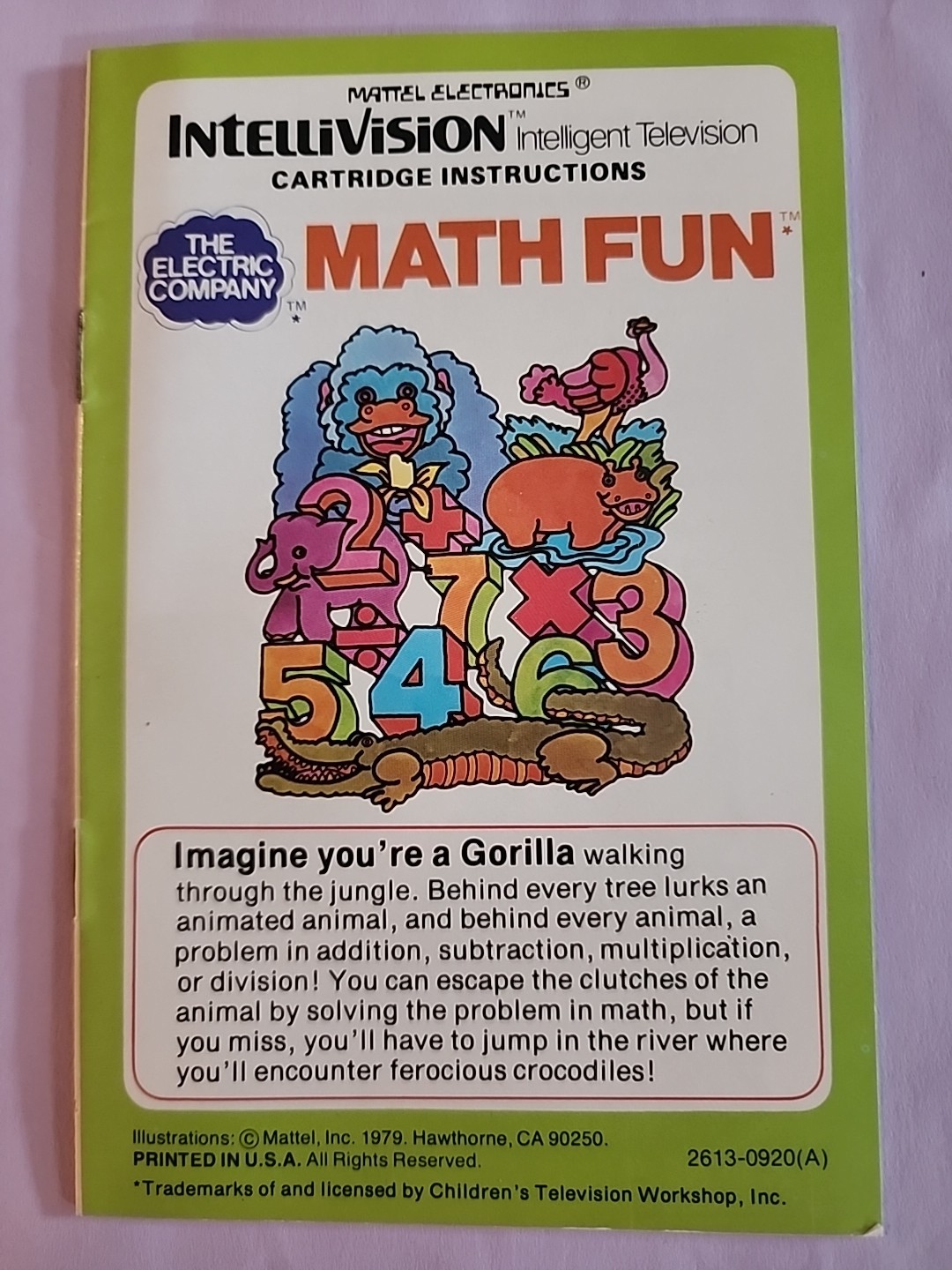 Intellevision The Electric Company Math Fun In Box 2 Overlays Manual CIB