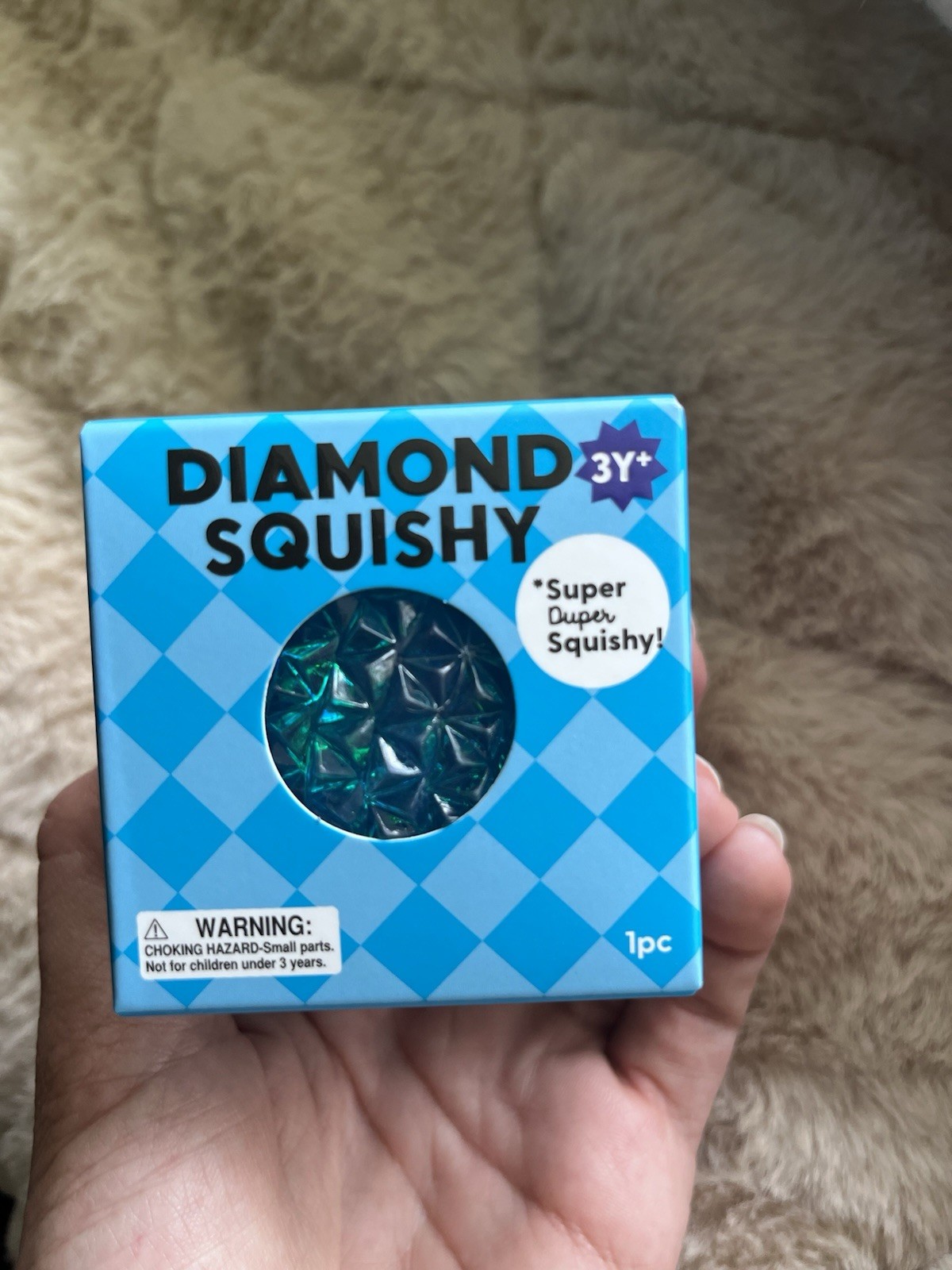 Trending J’adore Diamond Squishy NIB Glitter Squeezey Blue viral like Needoh