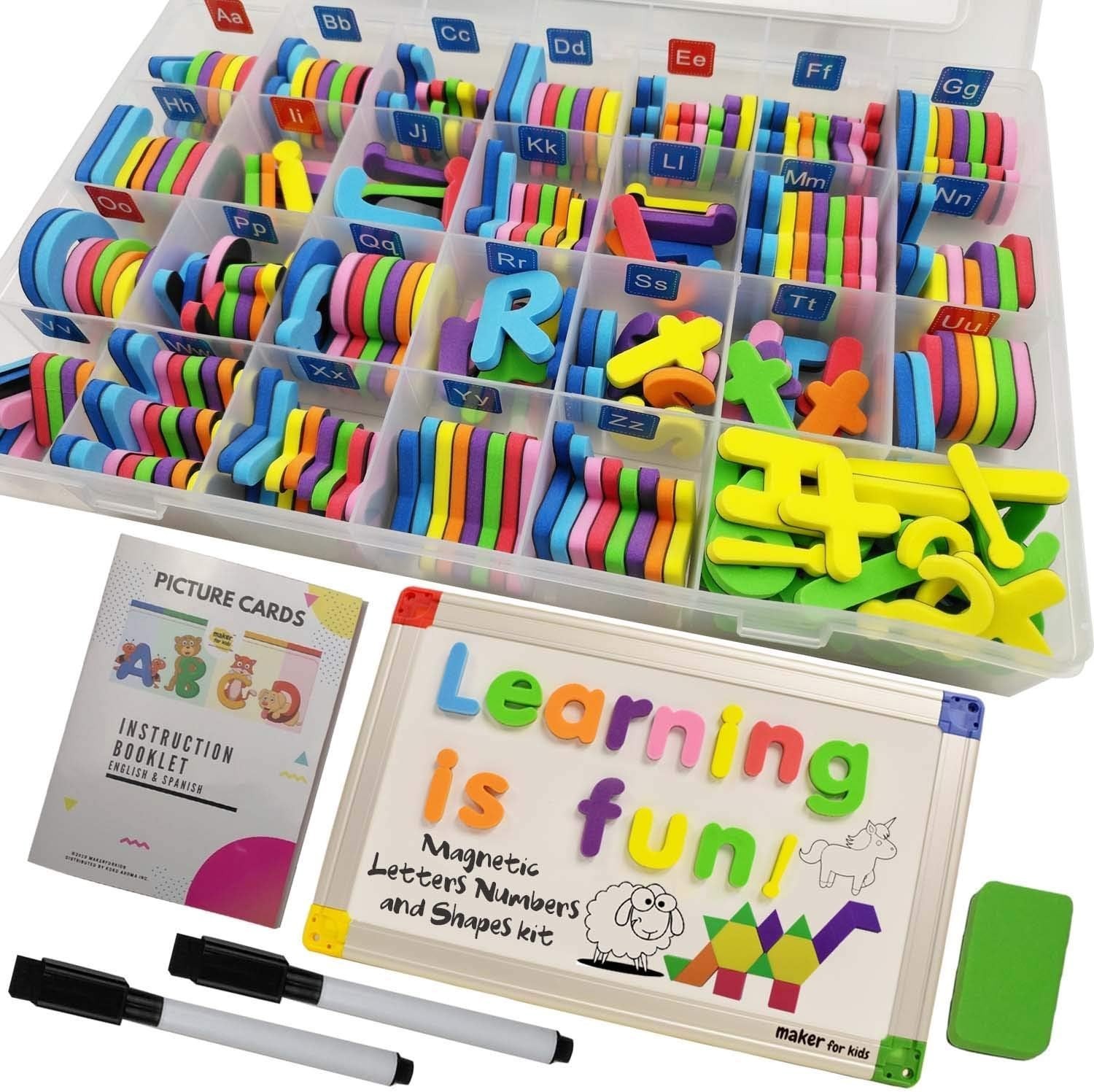 Magnetic Alphabet Letters Set with Double-Sided Whiteboard
