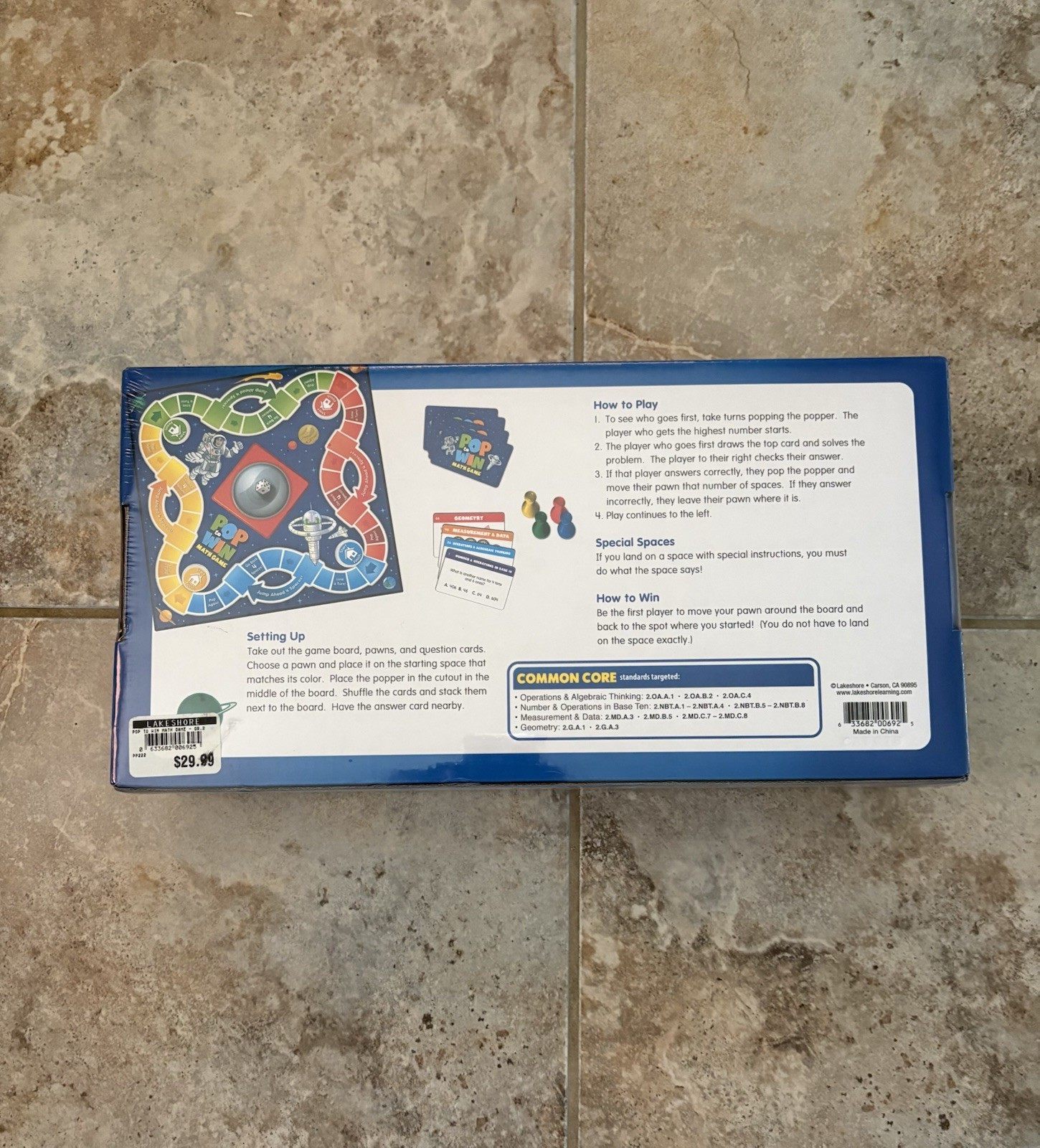 Lakeshore 2nd Grade Pop To Win Math Board Game Ages 7 Up New Common Core Sealed