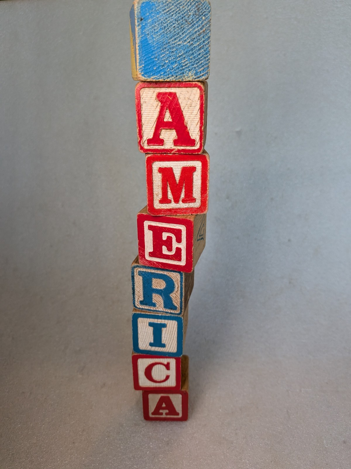 Vintage ABC Alphabet Blocks- AMERICA Red Blue Home Decor 4th July Patriotic
