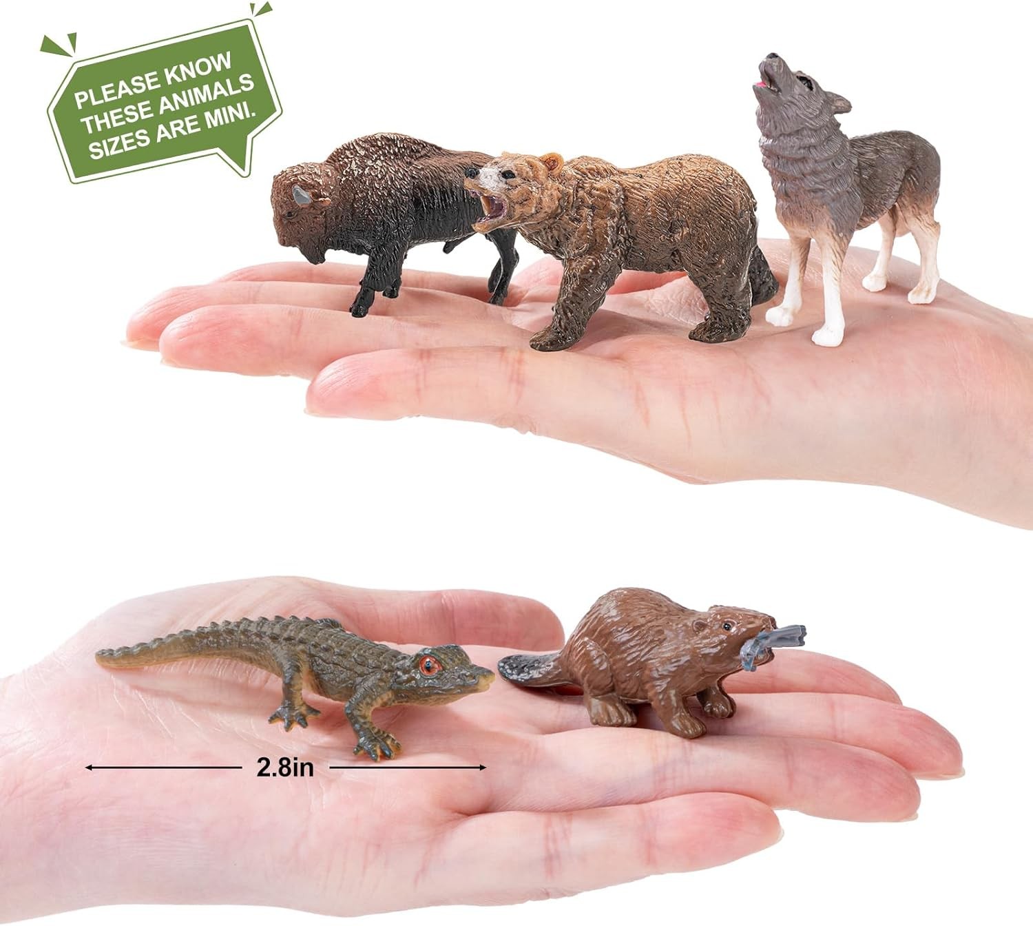 16PCS Mini North American Woodland Animals Figurines Toys, Realistic Jungle Wild