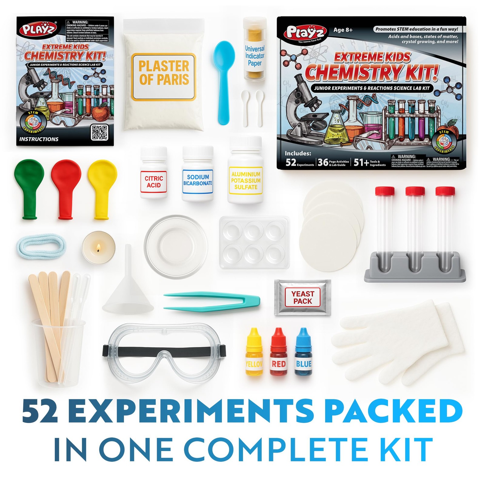 Playz Extreme Chemistry Set – 52 Unique Experiments, Science Kits for Kids Ag…
