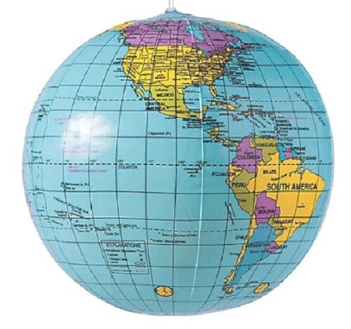 1 Inflatable 11″ World Globe (Free Shipping with 6 or more items)