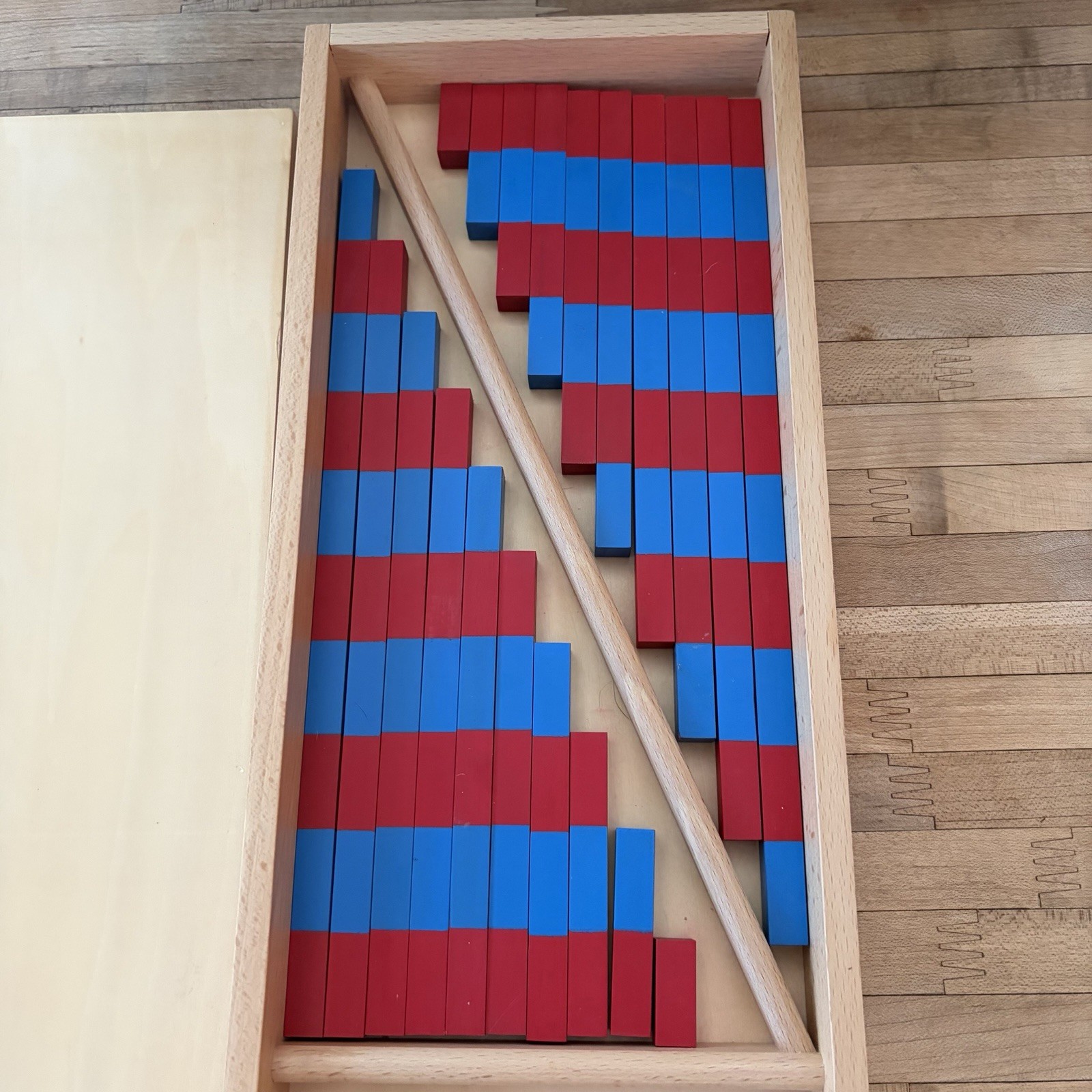 Montessori Mathematics Material Small Numerical Rods with Number Tiles Wood 1-10