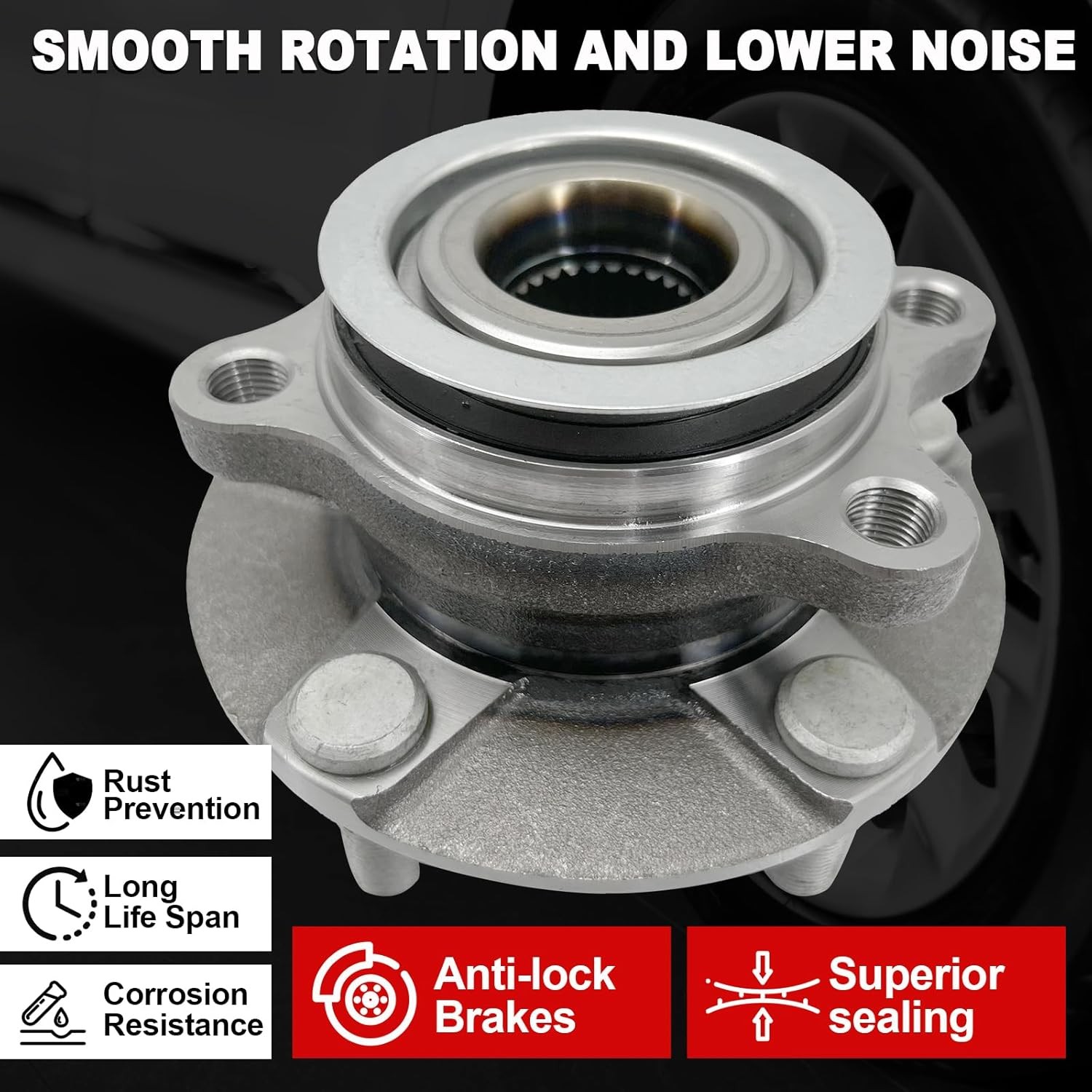 Fits 08-15 Nissan Rogue Front Wheel Bearing Hub & 8pc Lower Control Arm Kit